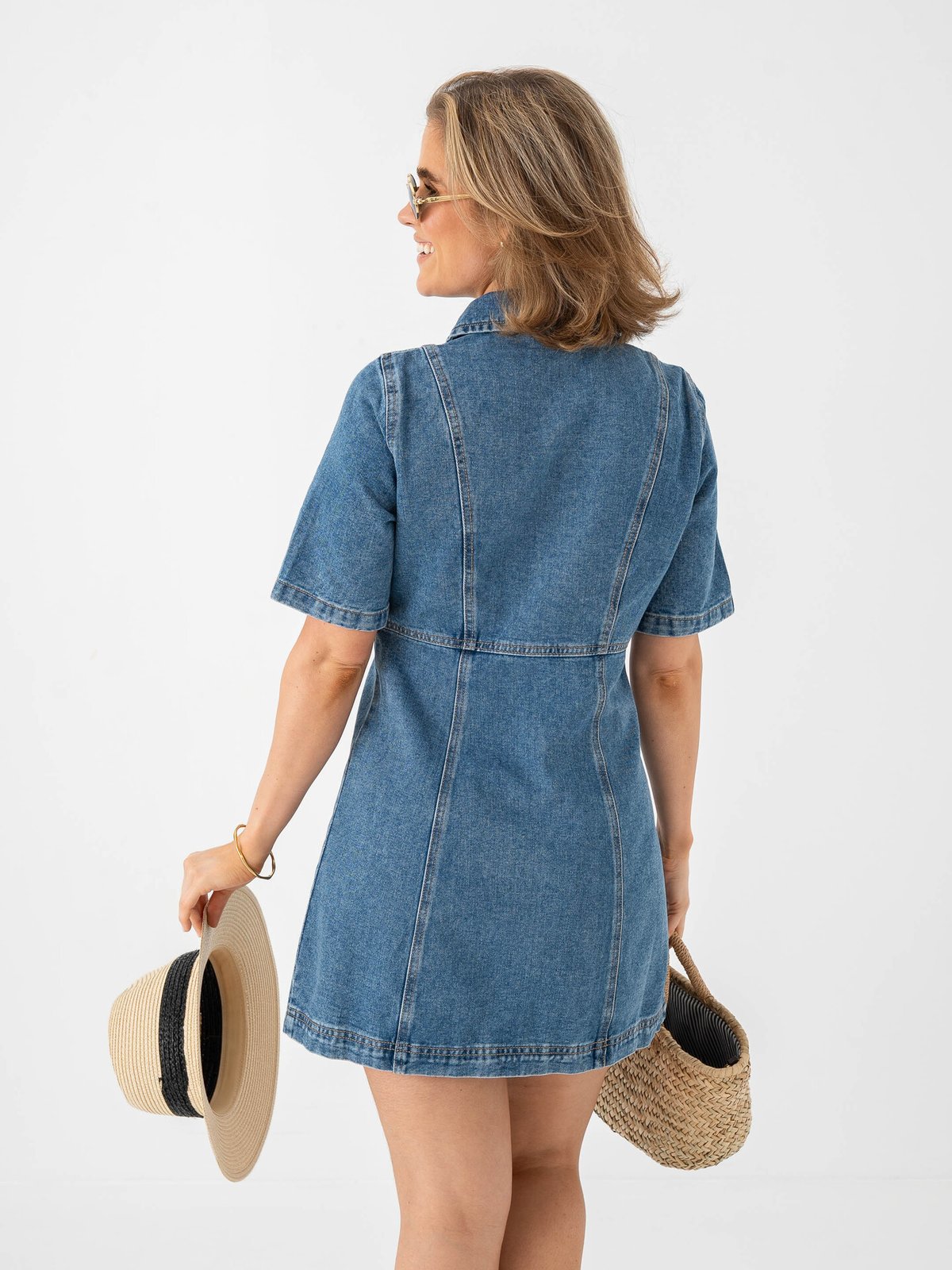 Vero Moda Daisy Short Sleeve Short Denim Dress Medium Blue Denim