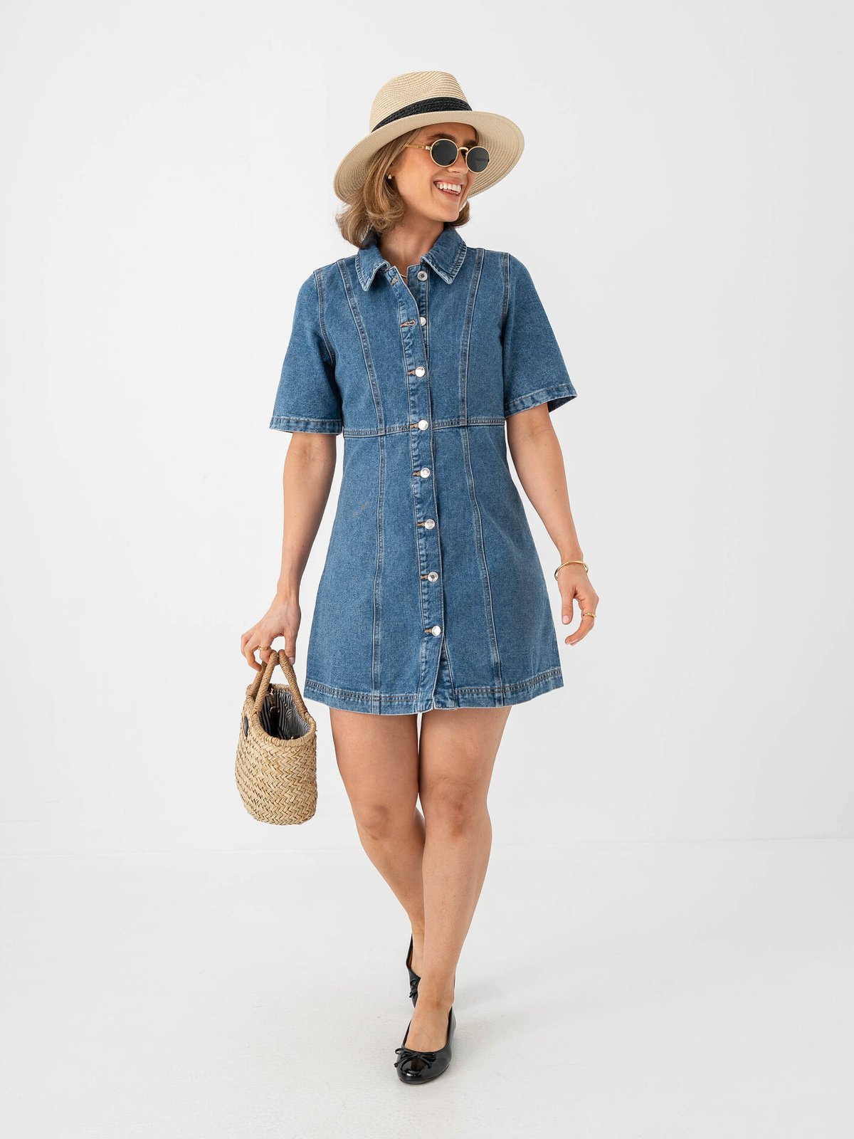 Vero Moda Daisy Short Sleeve Short Denim Dress Medium Blue Denim