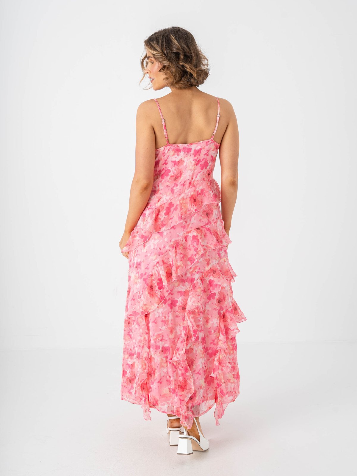 Vero Moda Smilla V-Neck Long Frill Dress Rose Shadow