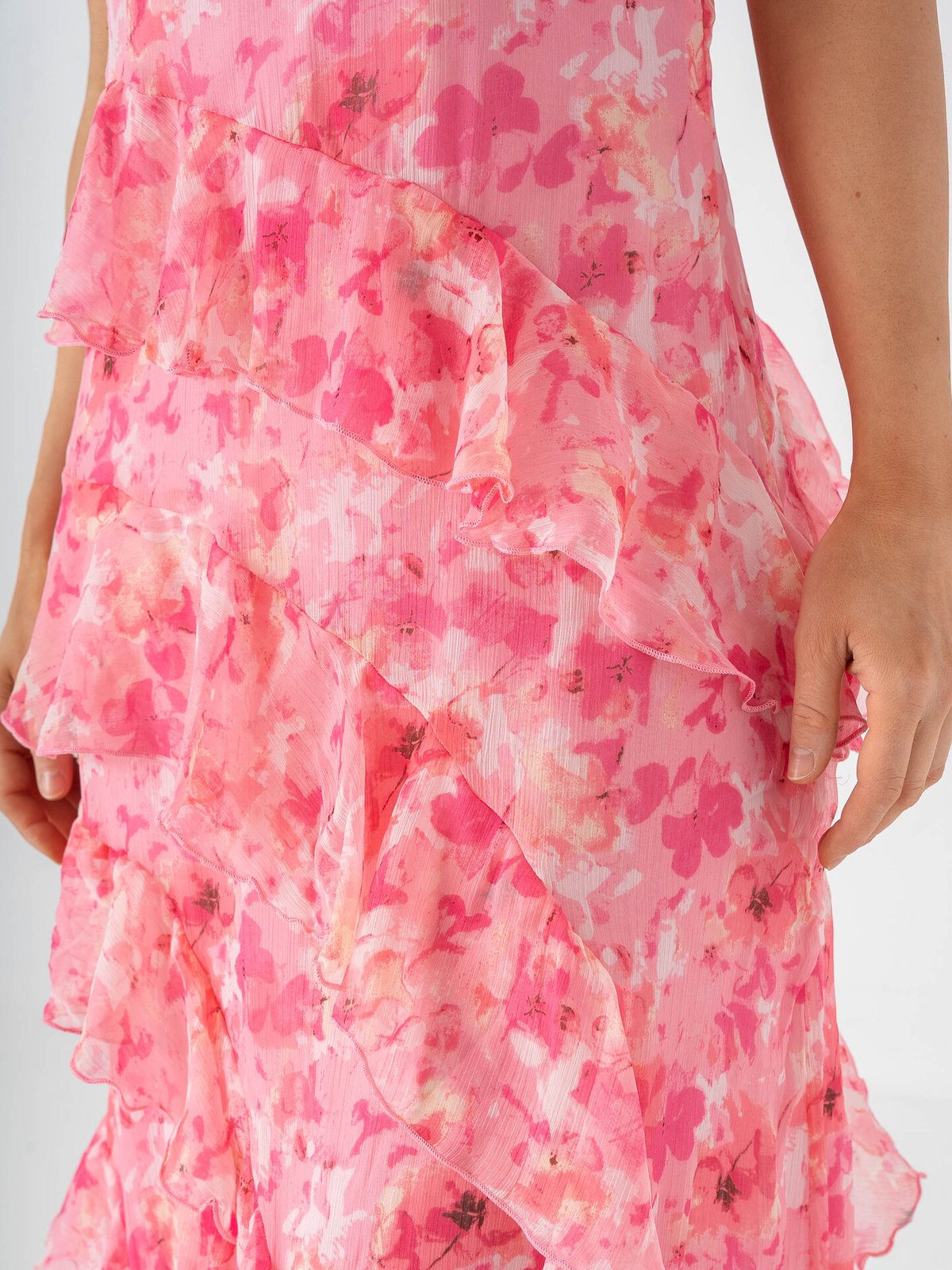 Vero Moda Smilla V-Neck Long Frill Dress Rose Shadow