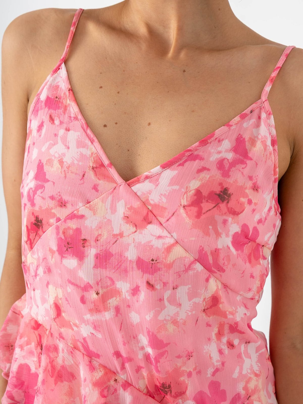 Vero Moda Smilla V-Neck Long Frill Dress Rose Shadow