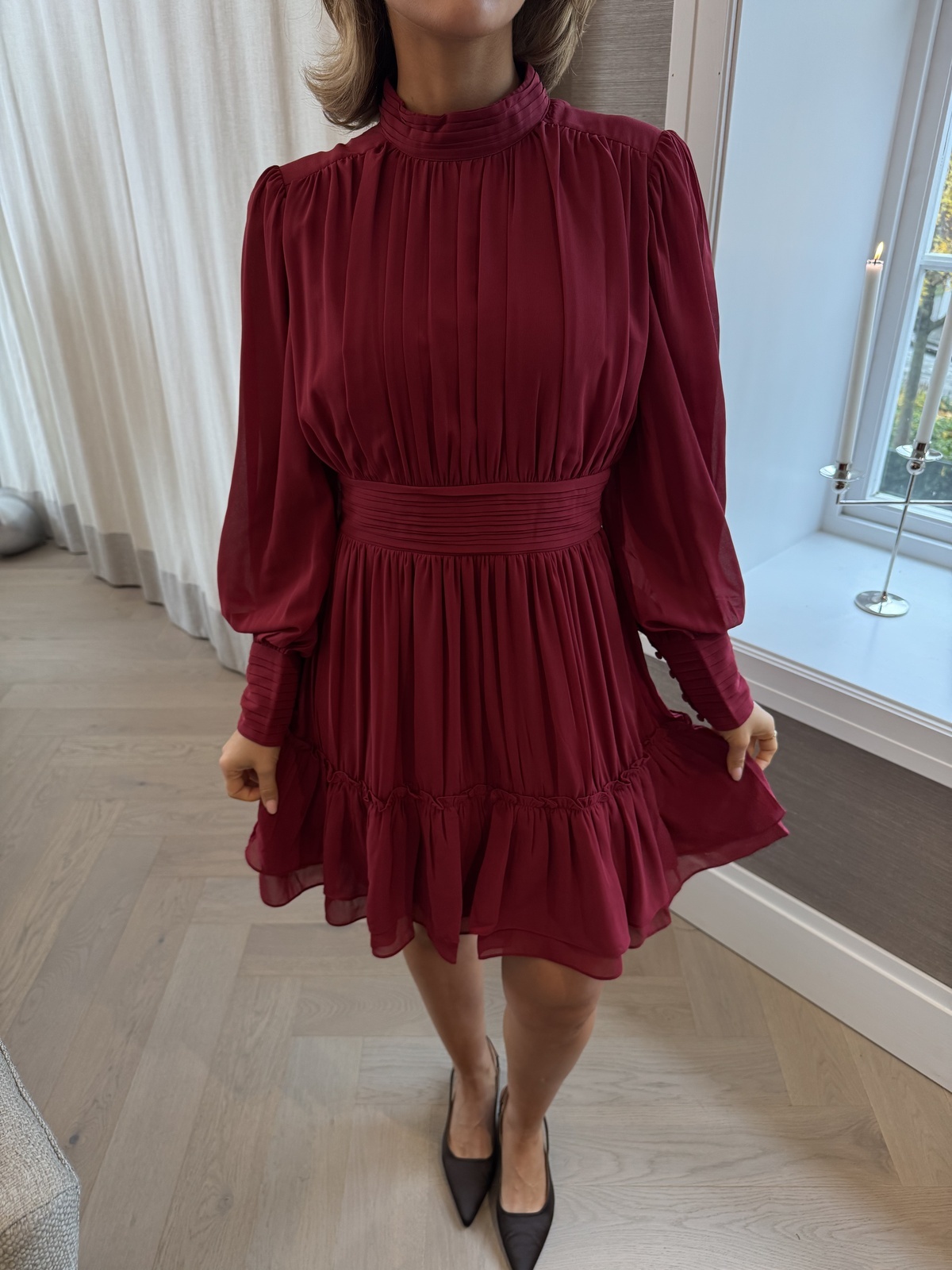Vero Moda Aware Birdia Long Sleeve High Neck Short Dress Biking Red