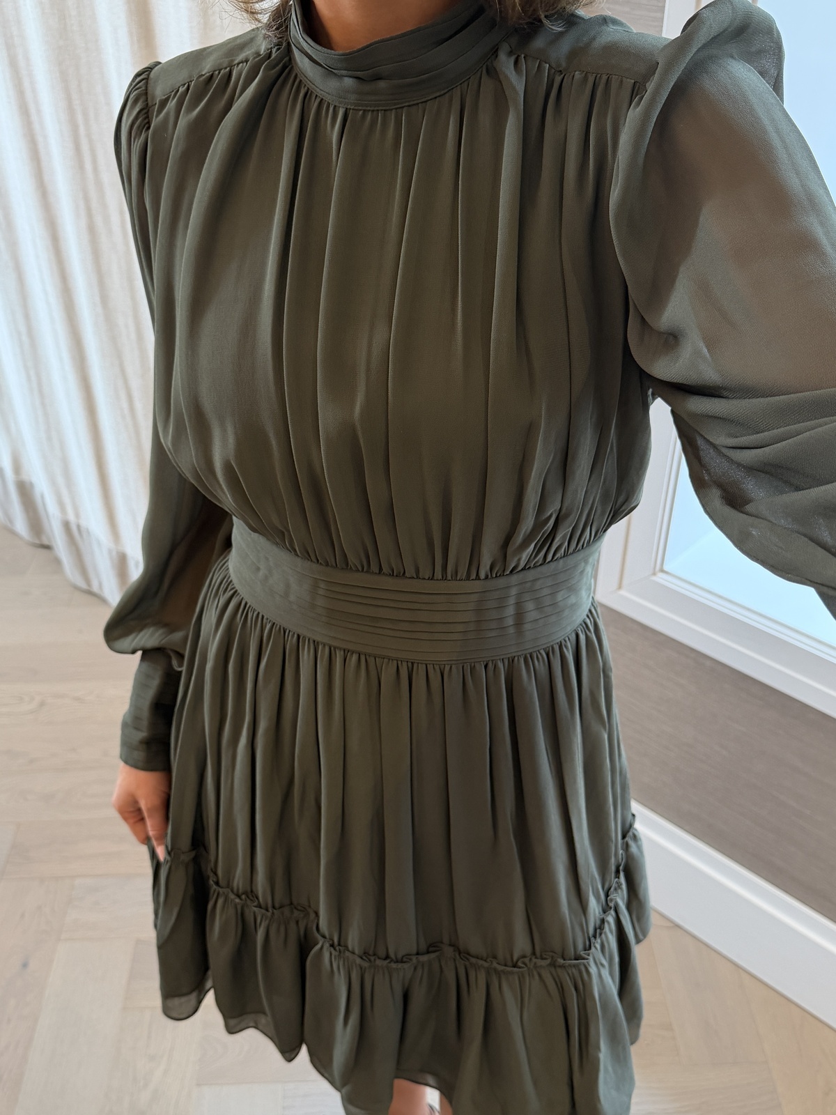 Vero Moda Aware Birdia Long Sleeve High Neck Short Dress Forest Night