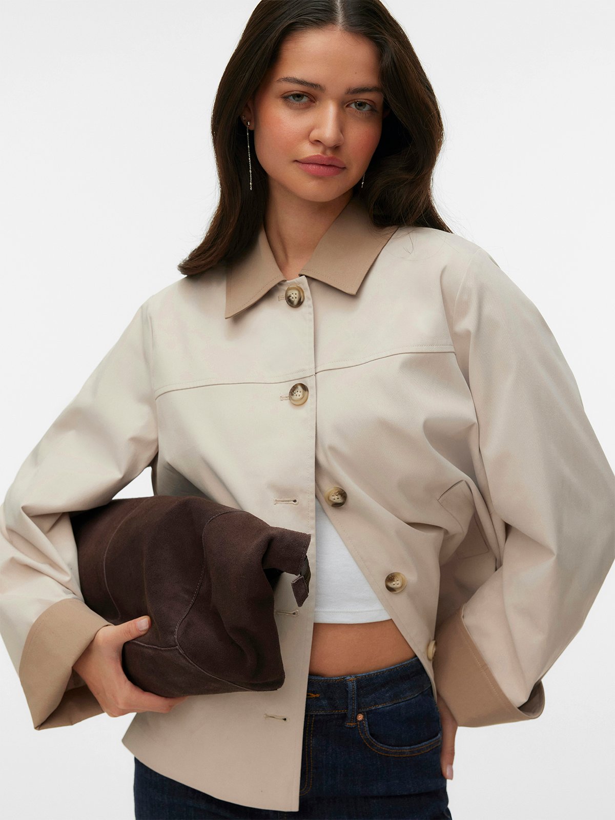 Vero Moda Chelsea Poppy Short Jacket Oatmeal