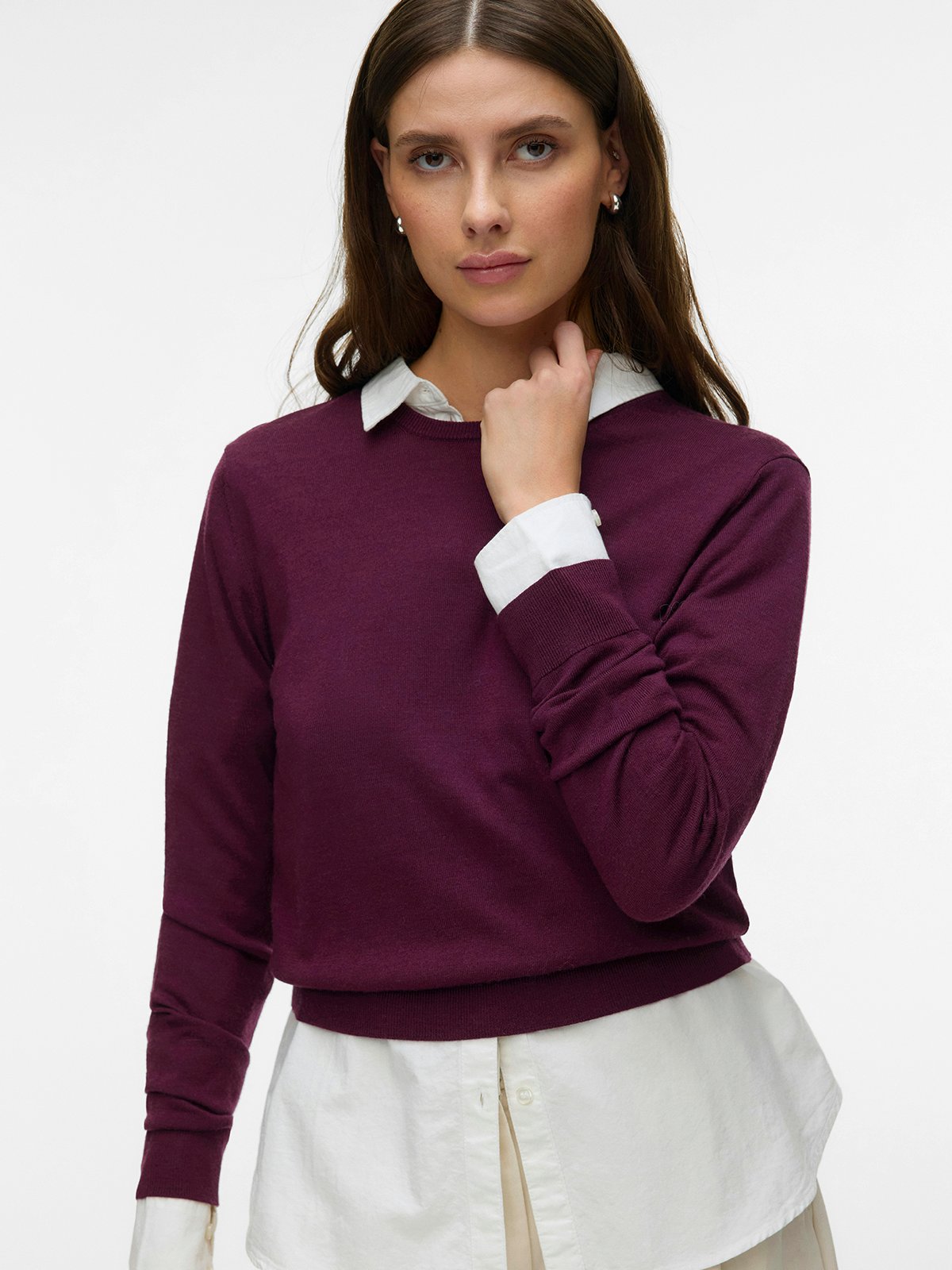 Vero Moda Aware Cara Long Sleeve O-Neck Wool Pullover Catawba Grape