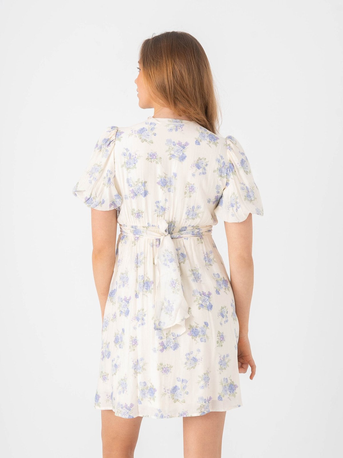 Vero Moda Bella 2/4 V-Neck Short Dress Birch Blue bella flower