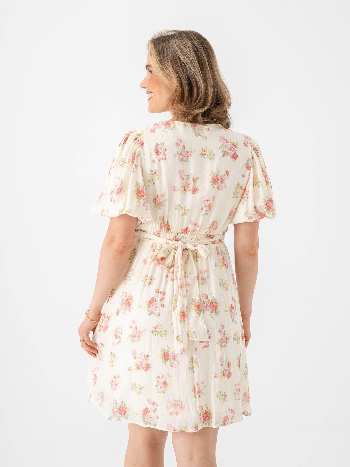 Vero Moda Bella 2/4 V-Neck Short Dress Birch Pink bella flower