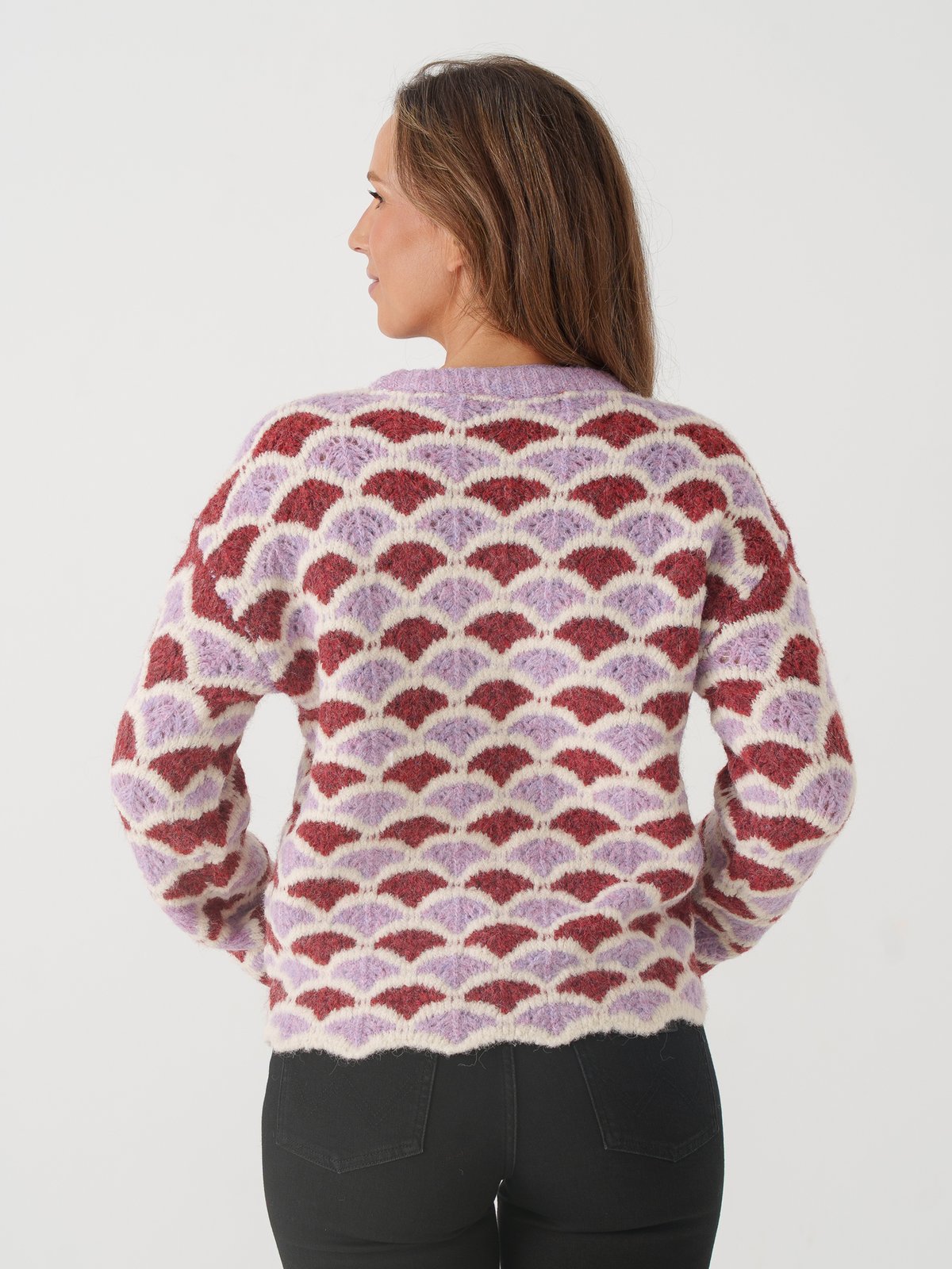 Vero Moda Annabelle Long Sleeve O-Neck Pullover Elderberry Windsro Wine/Birch