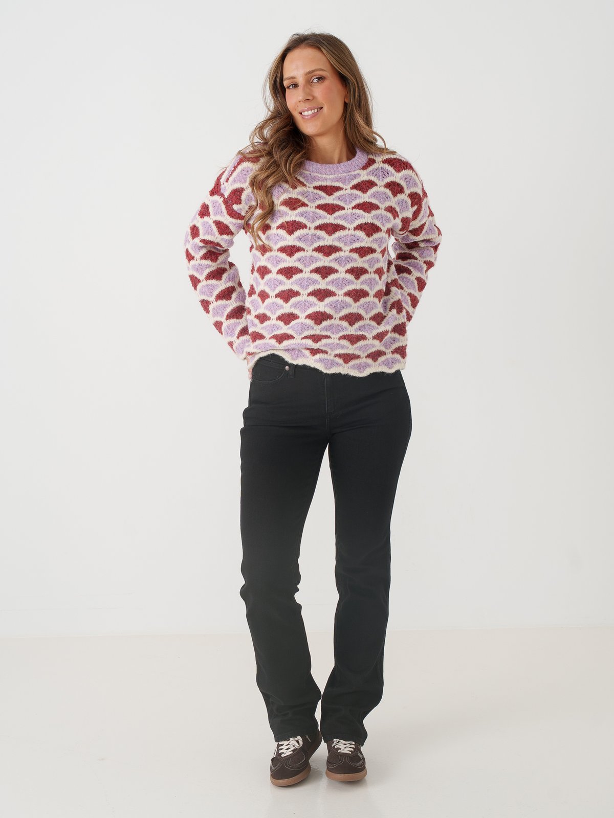 Vero Moda Annabelle Long Sleeve O-Neck Pullover Elderberry Windsro Wine/Birch