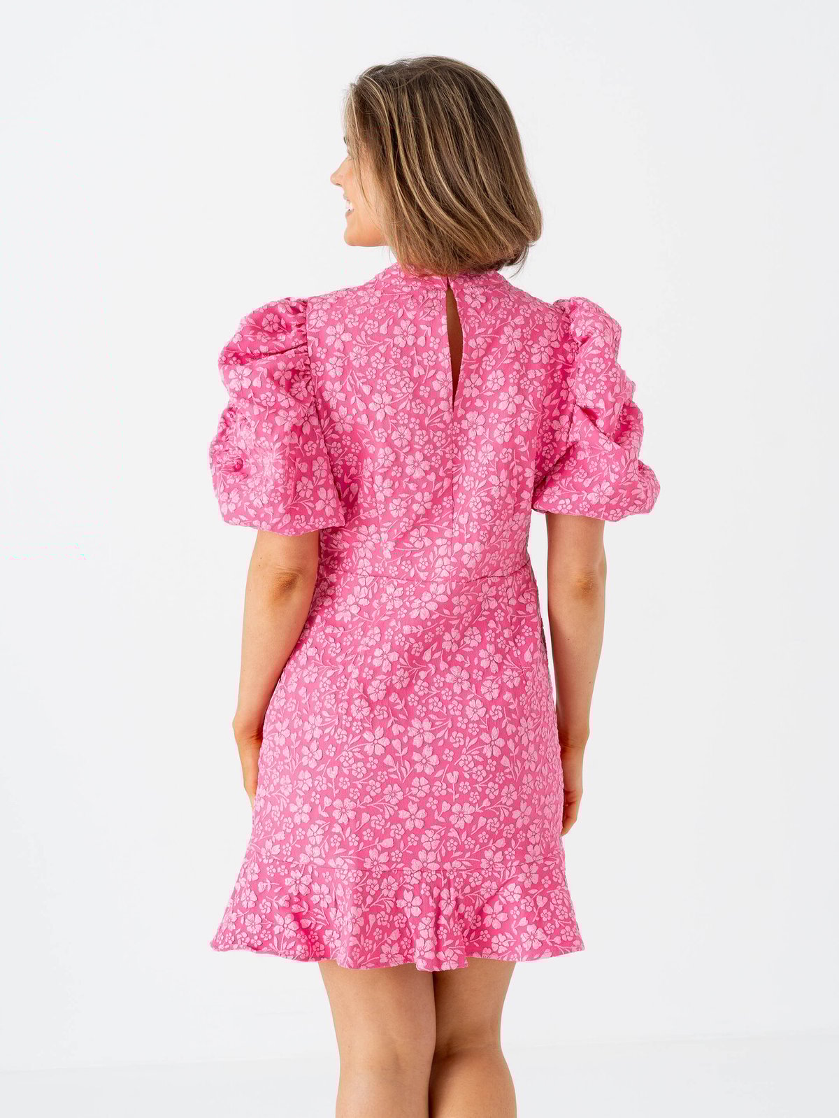 Vero Moda Fiona Short Sleeve High Neck Short Dress Azalea Pink