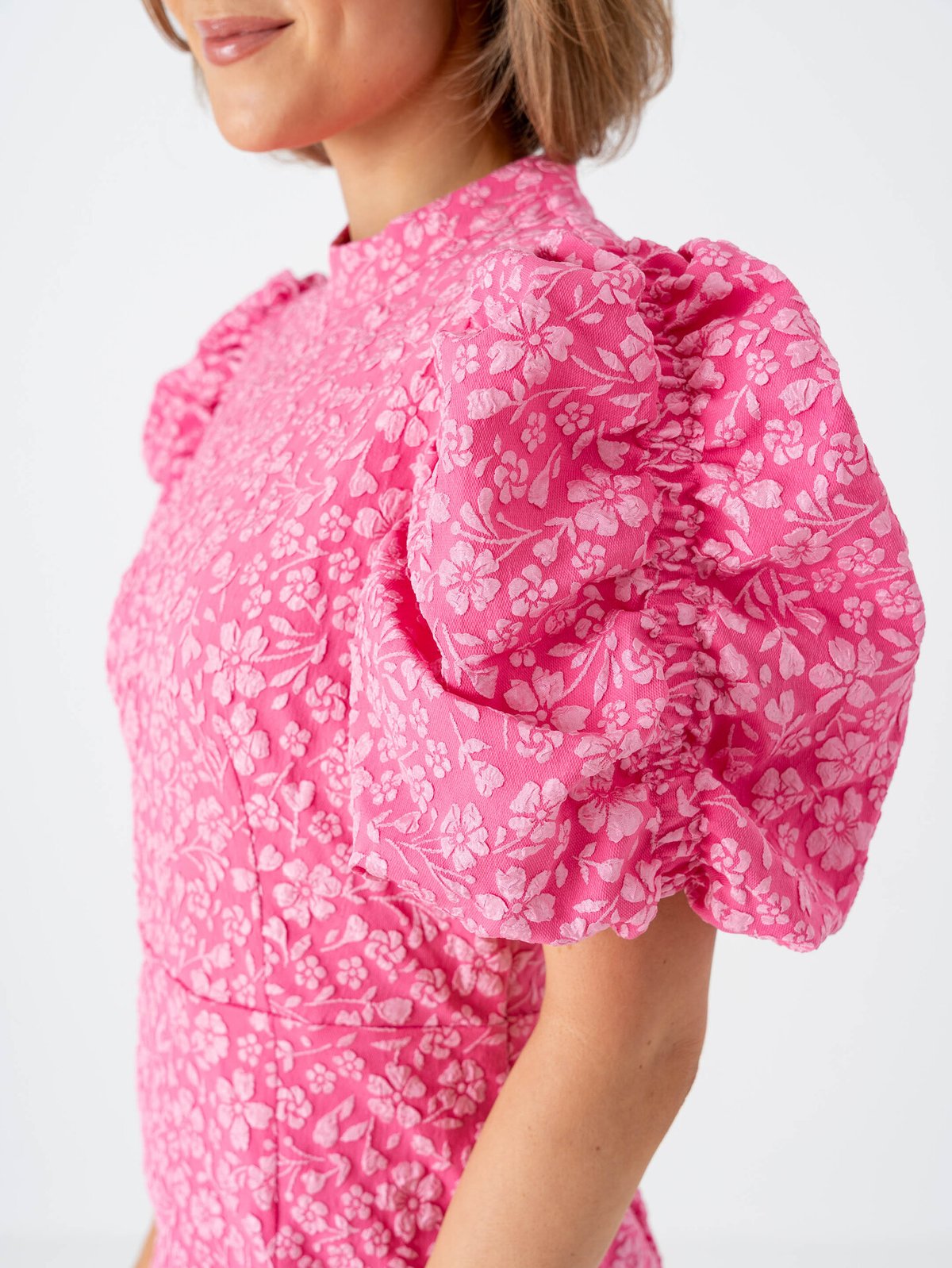 Vero Moda Fiona Short Sleeve High Neck Short Dress Azalea Pink