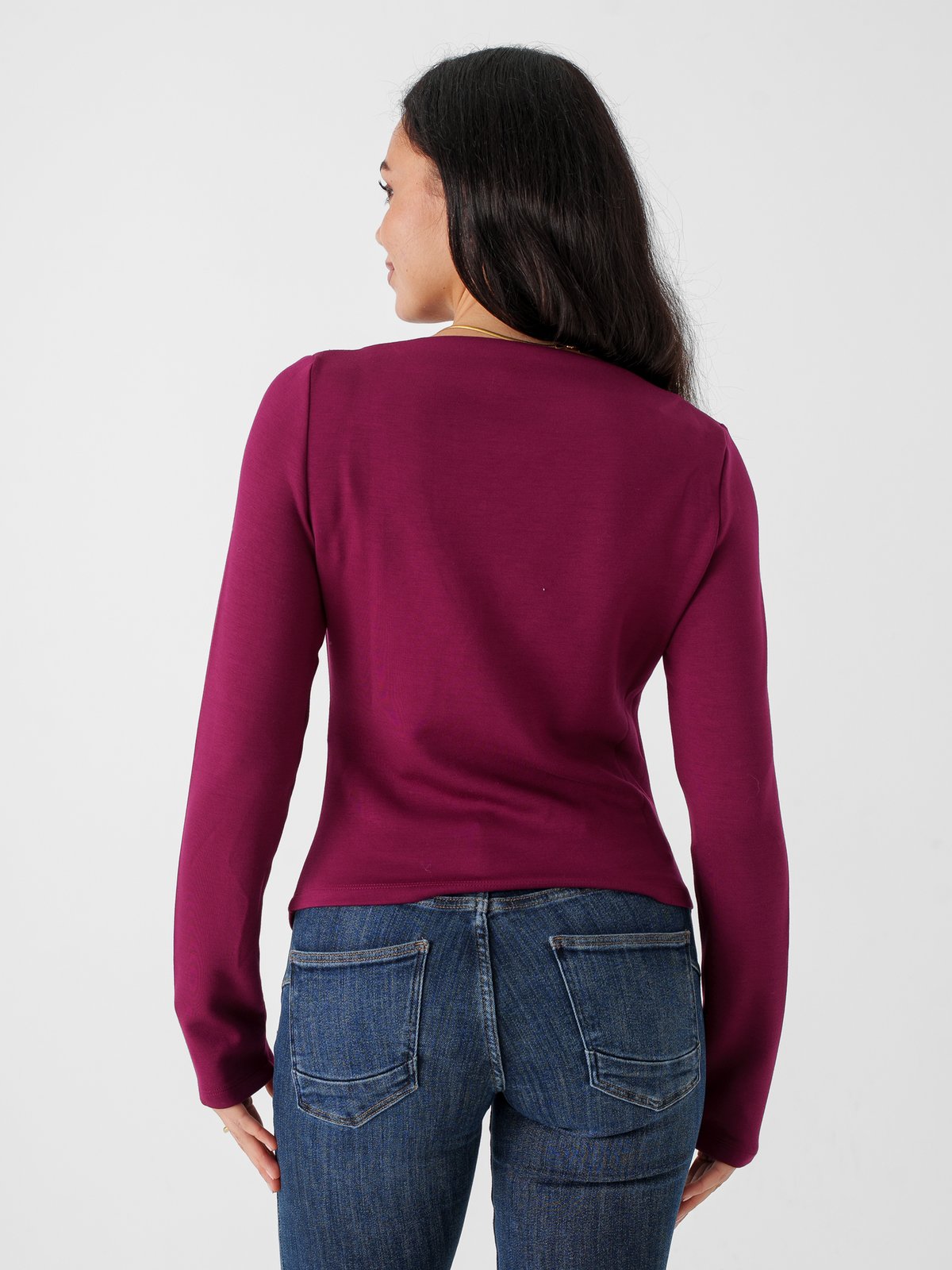 Vero Moda Mille Long Sleeve Boatneck Short Top Windsor Wine