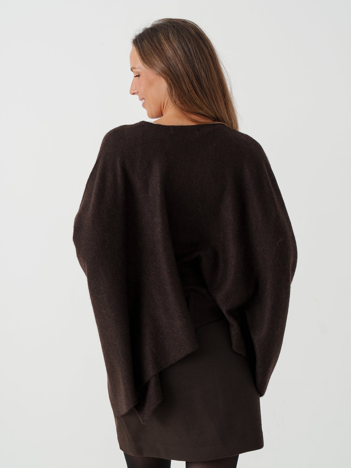 Vero Moda Isla Long Sleeve O-Neck Cape Chocolate Torte MELANGE