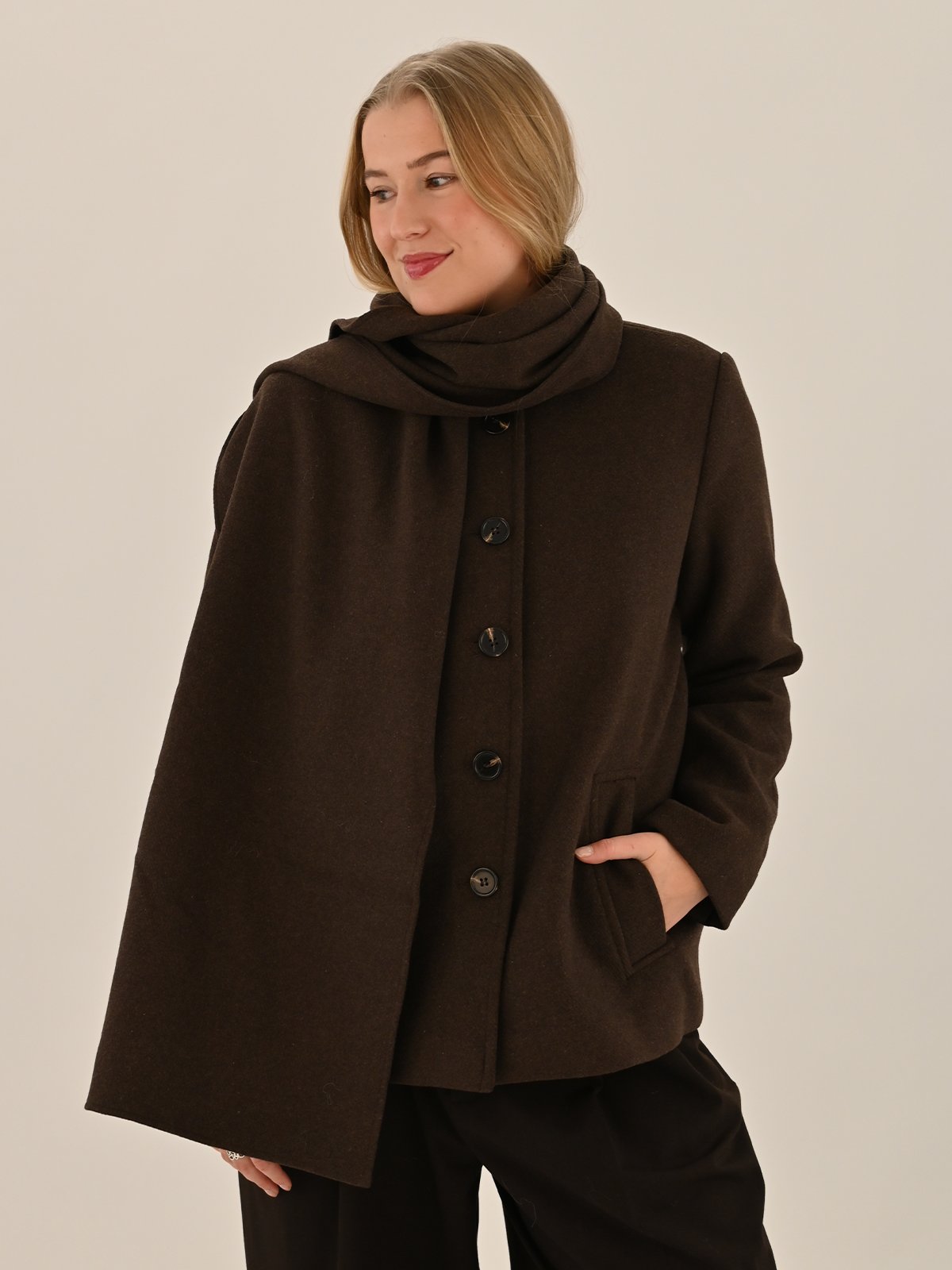 Vero Moda Una Laura Wool Blend Jacket Chocolate Torte MELANGE