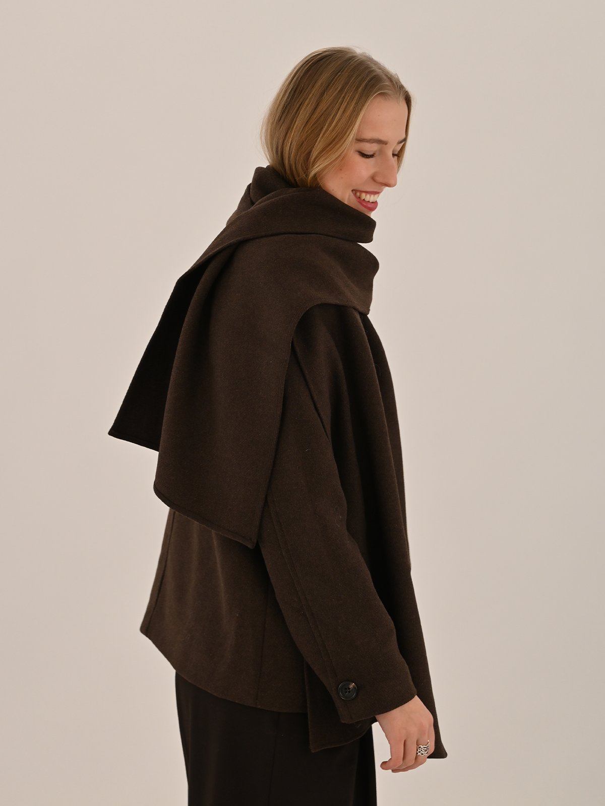 Vero Moda Una Laura Wool Blend Jacket Chocolate Torte MELANGE