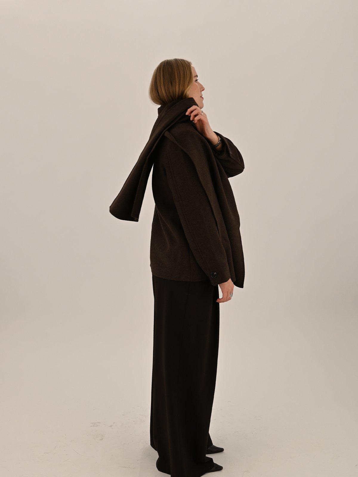 Vero Moda Una Laura Wool Blend Jacket Chocolate Torte MELANGE