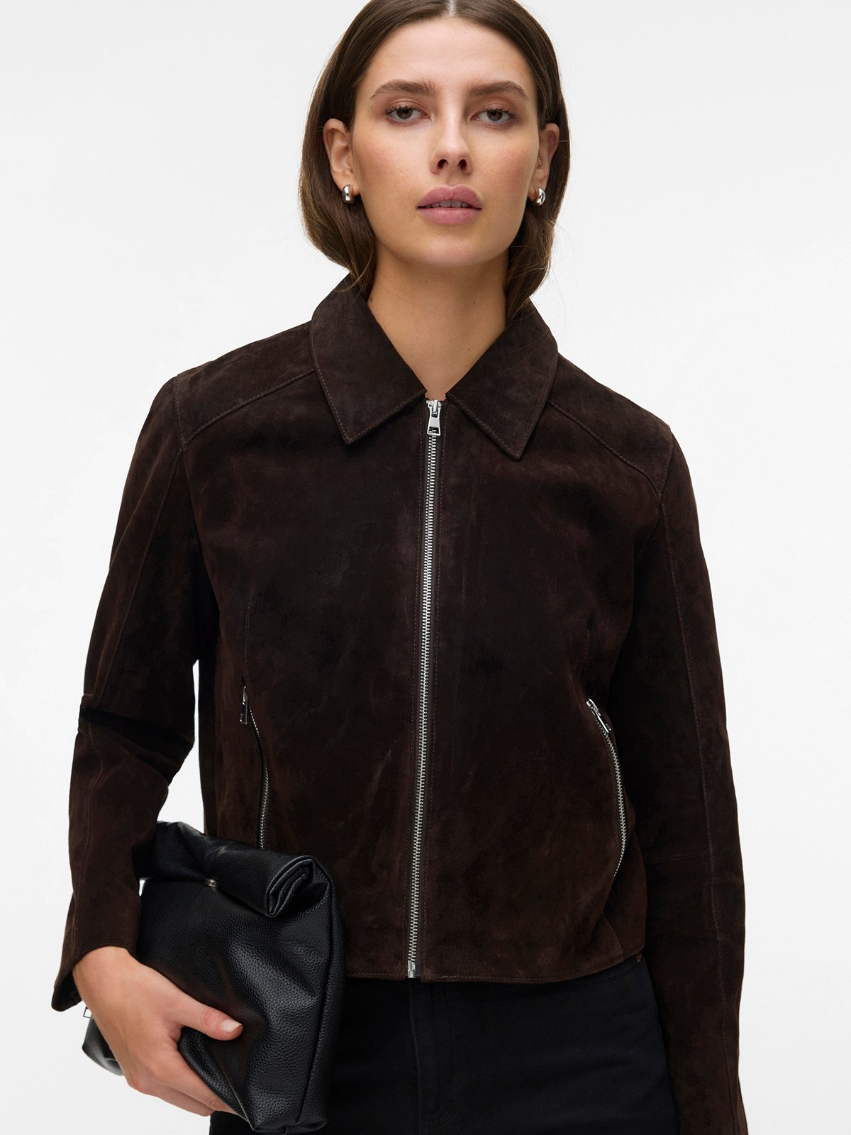 Vero Moda Janice Jade Short Suede Jacket Chocolate Torte