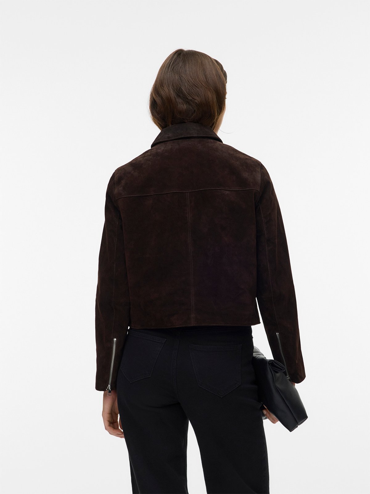 Vero Moda Janice Jade Short Suede Jacket Chocolate Torte