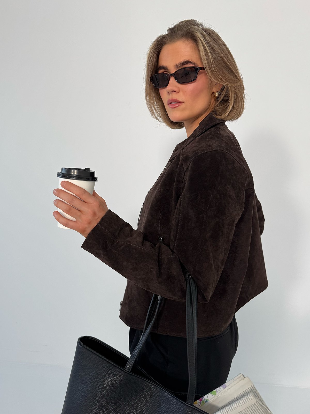 Vero Moda Janice Jade Short Suede Jacket Chocolate Torte