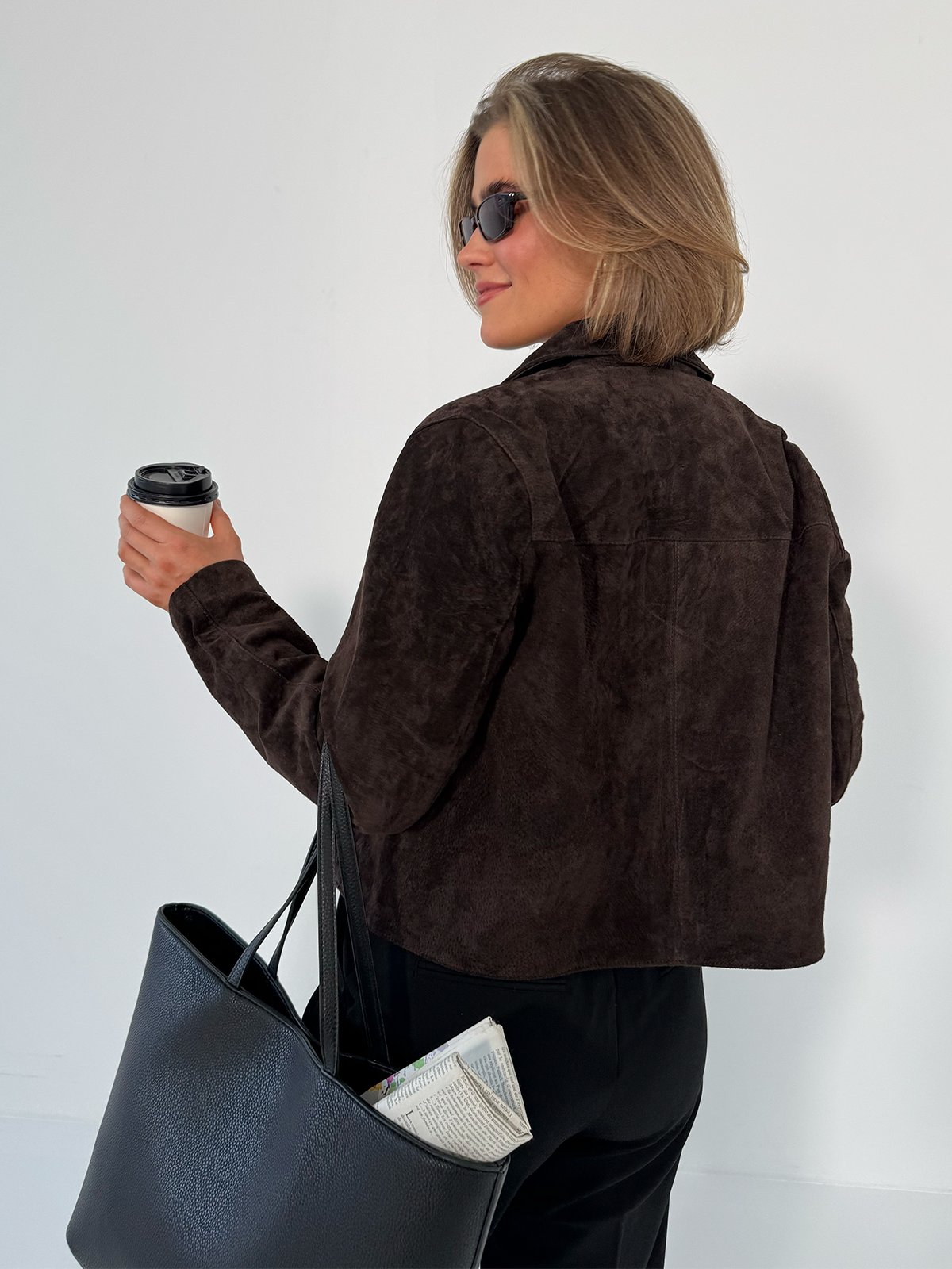 Vero Moda Janice Jade Short Suede Jacket Chocolate Torte
