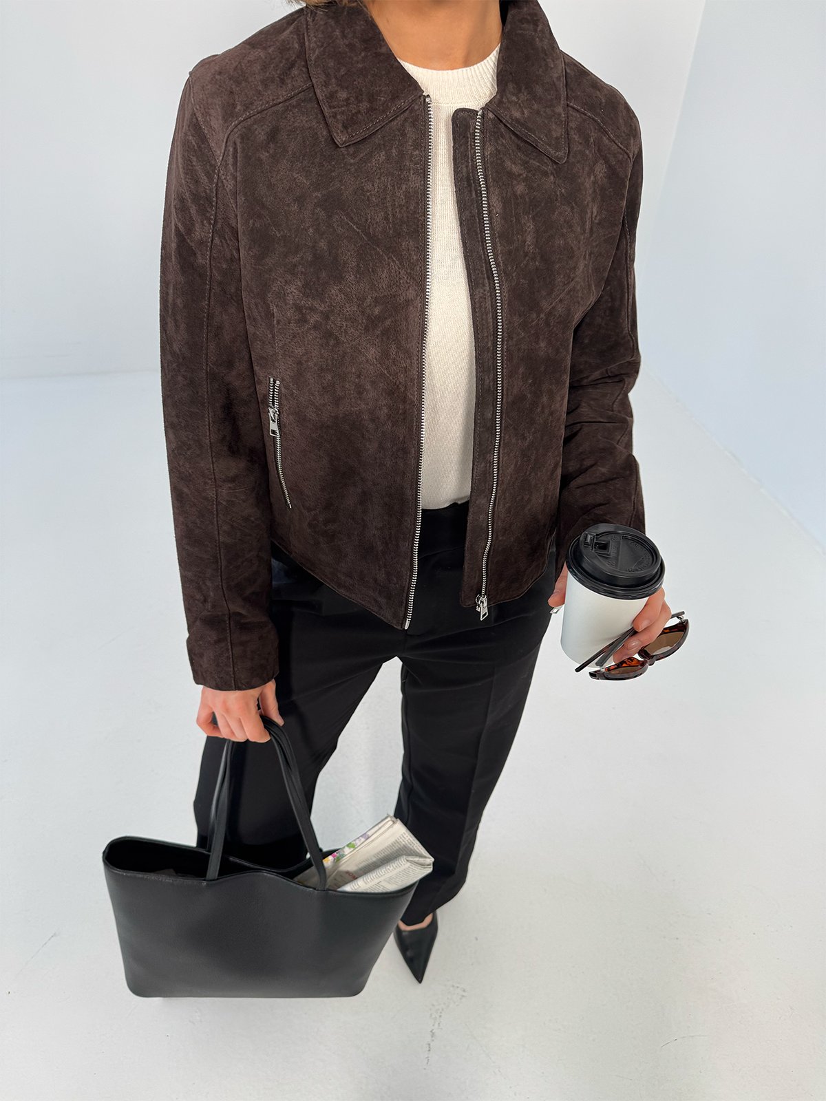 Vero Moda Janice Jade Short Suede Jacket Chocolate Torte