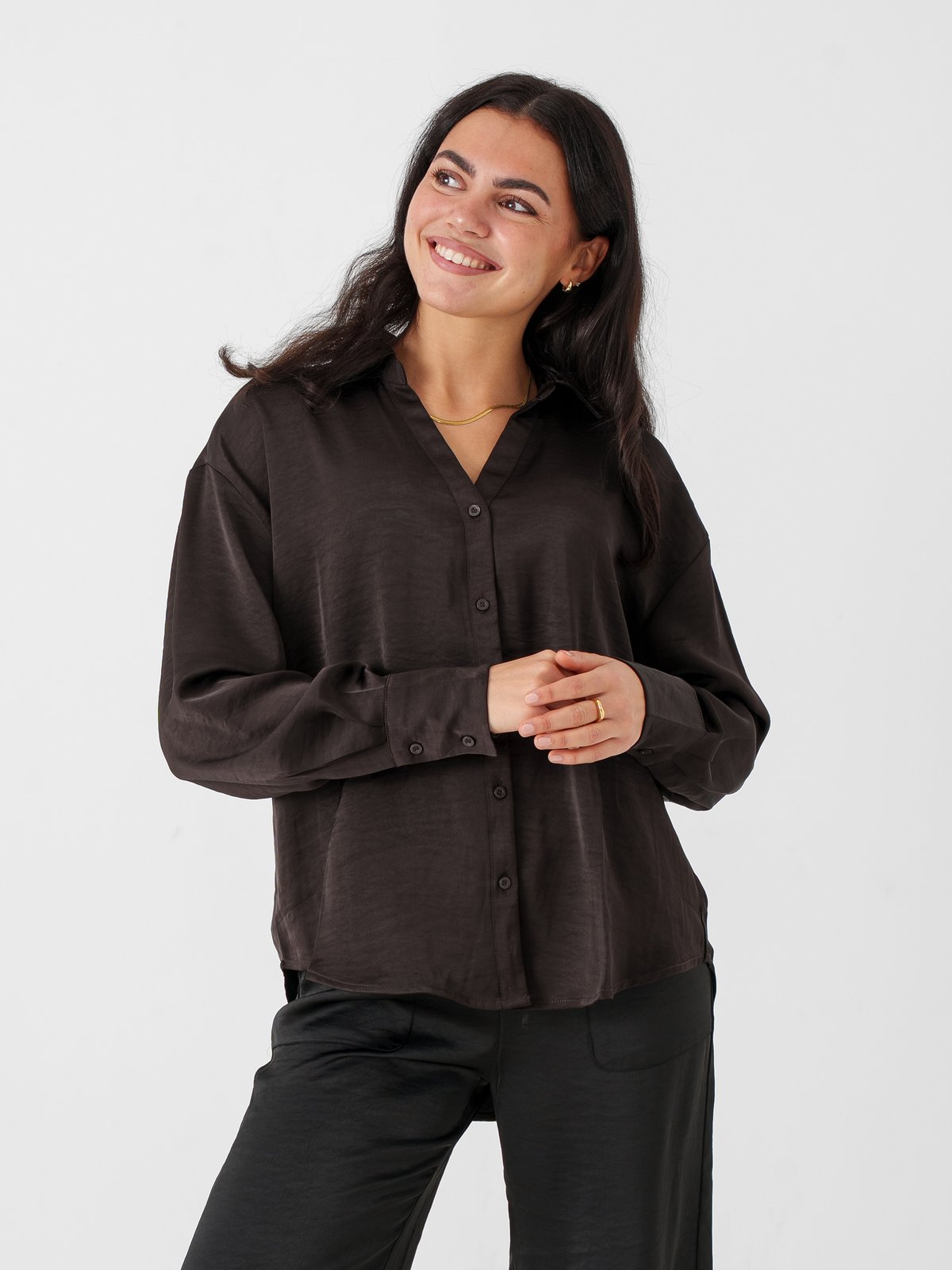 Vero Moda Miro Long Sleeve Shirt Chocolate Torte