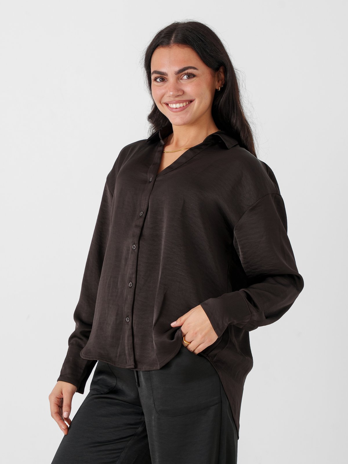 Vero Moda Miro Long Sleeve Shirt Chocolate Torte