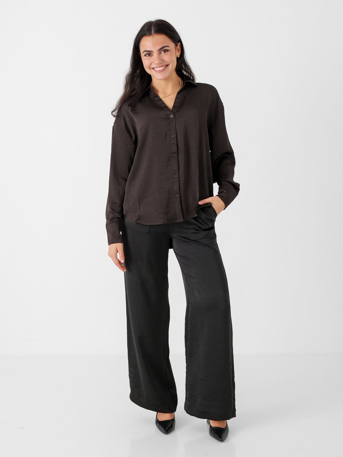 Vero Moda Miro Long Sleeve Shirt Chocolate Torte