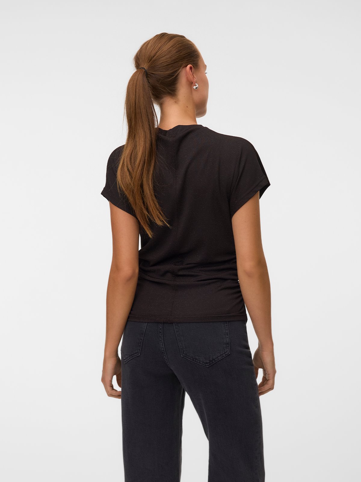 Vero Moda Kanva Capsleeve Rouching Top Lurex Chocolate Torte