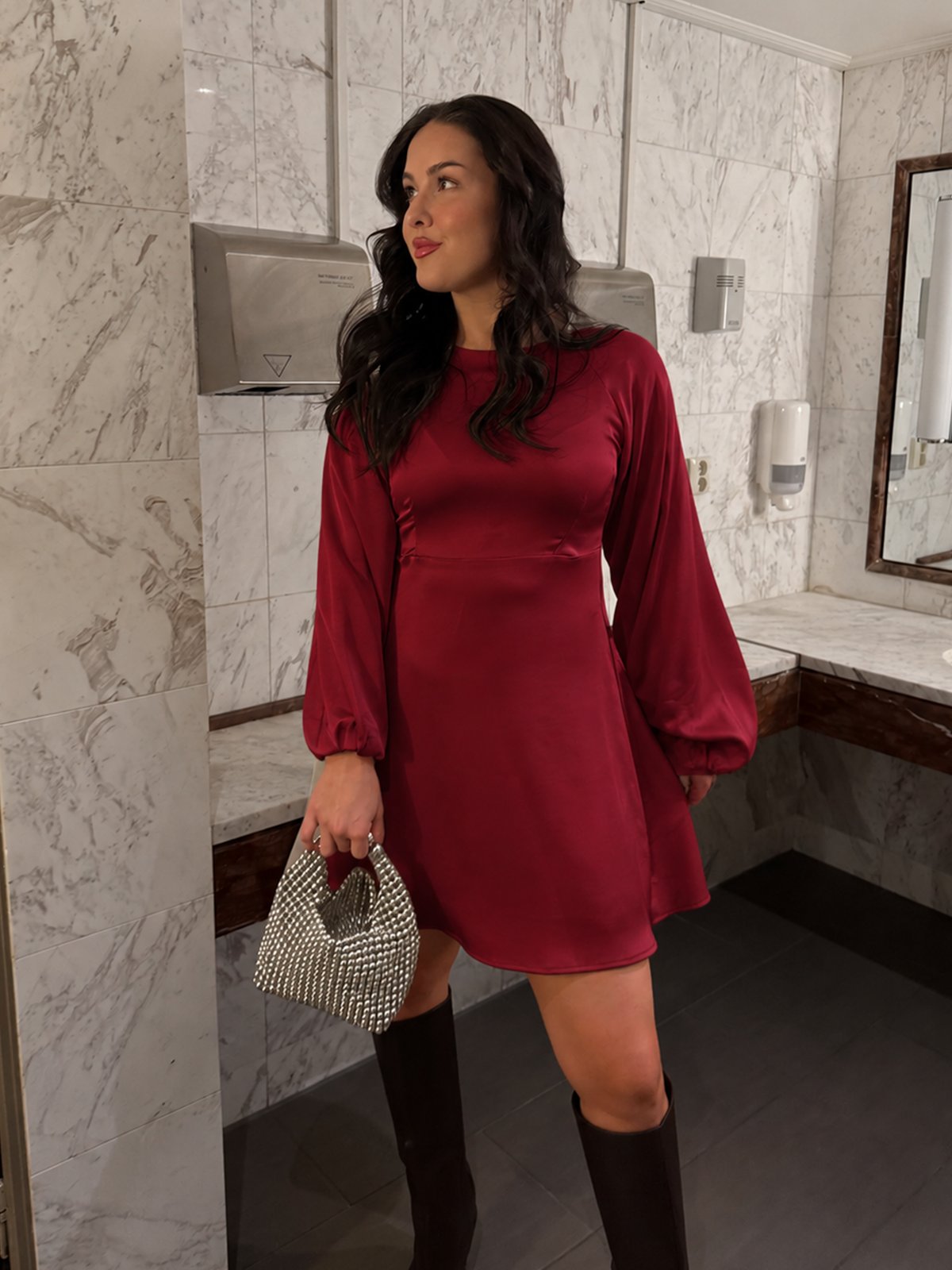 Vero Moda Miro Long Sleeve Short Dress Biking Red
