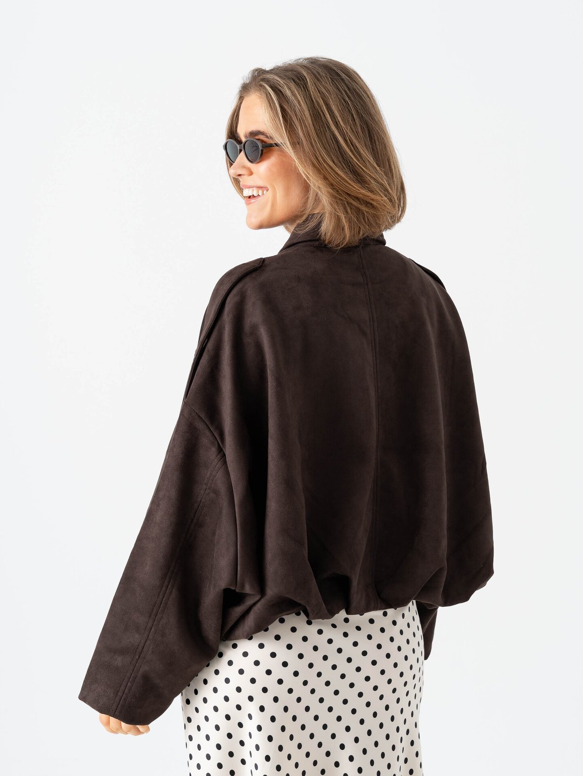 Vero Moda Hazel Long Sleeve Faux Suede Bomber Jacket Chocolate Torte