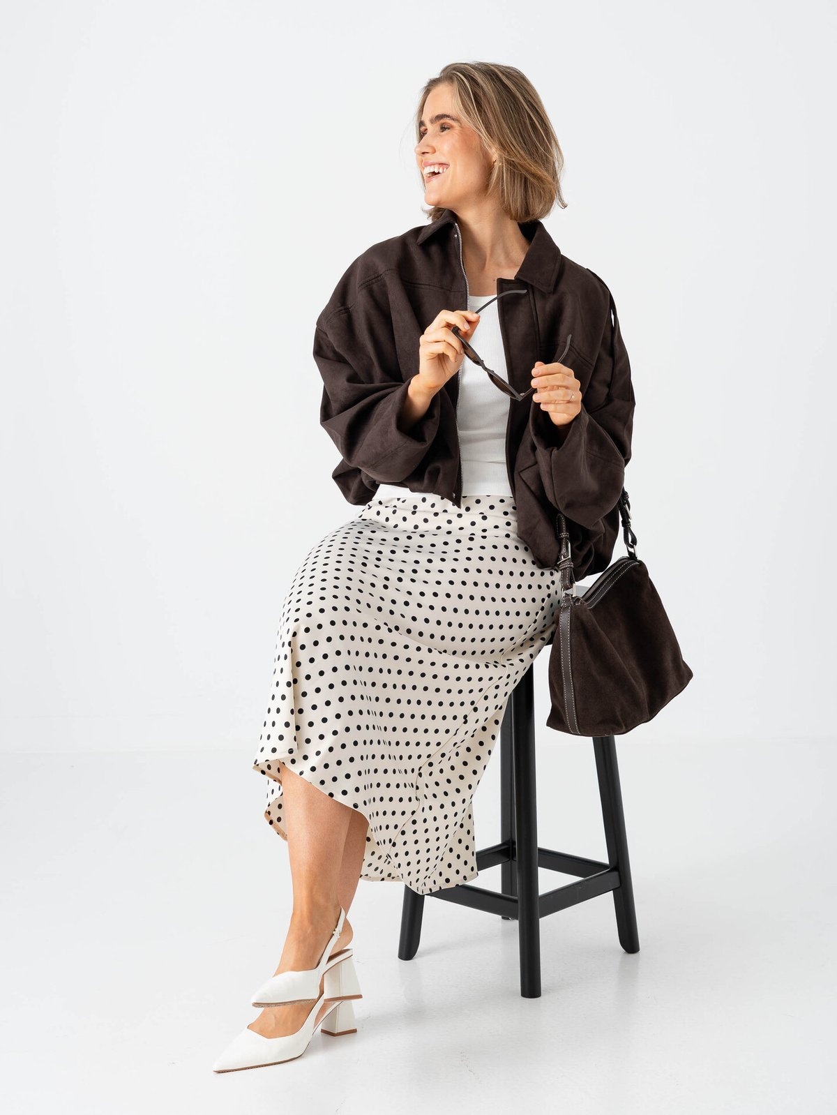 Vero Moda Hazel Long Sleeve Faux Suede Bomber Jacket Chocolate Torte