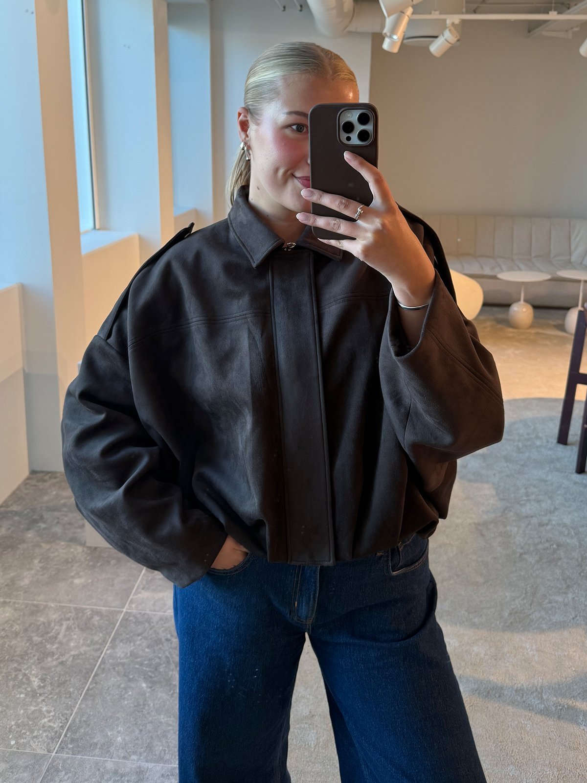 Vero Moda Hazel Long Sleeve Faux Suede Bomber Jacket Chocolate Torte