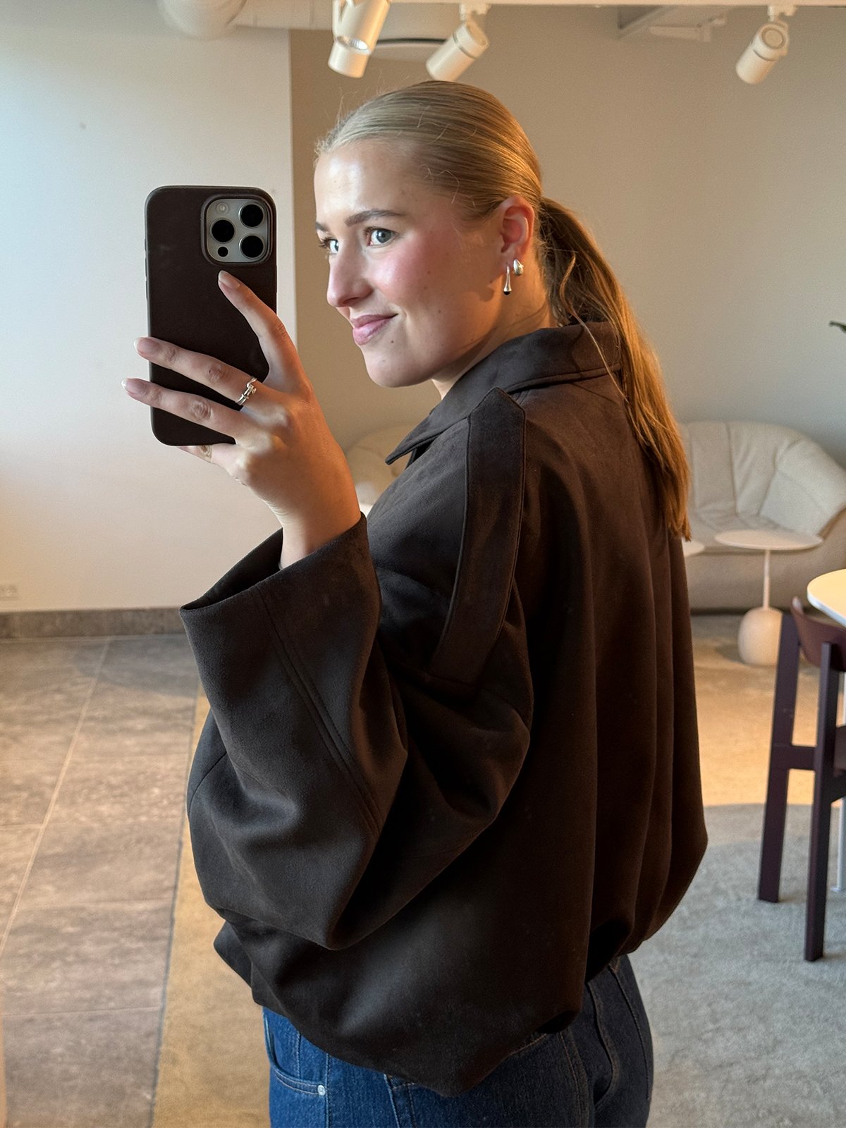 Vero Moda Hazel Long Sleeve Faux Suede Bomber Jacket Chocolate Torte