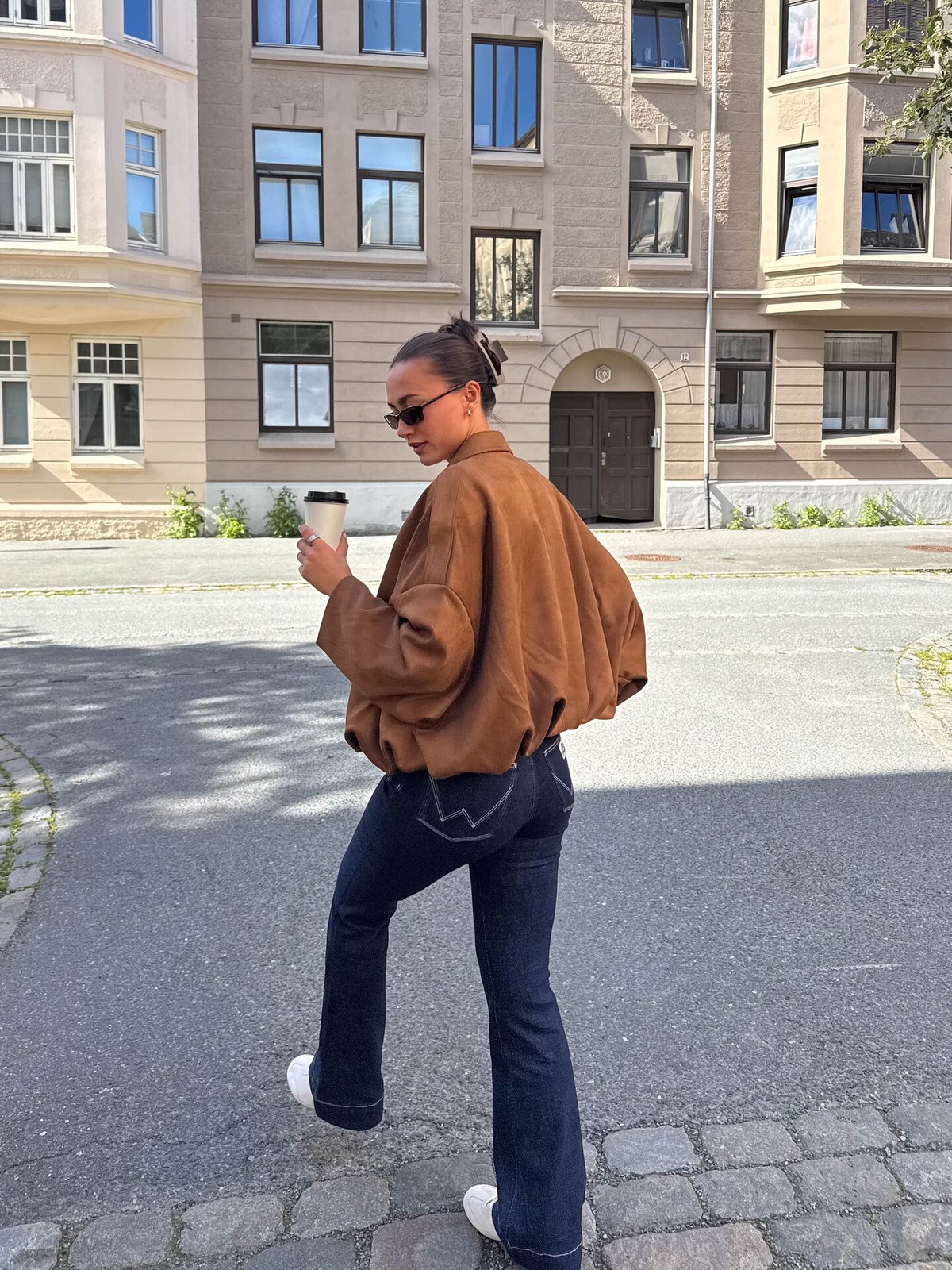 Vero Moda Hazel Long Sleeve Faux Suede Bomber Jacket Dachshund