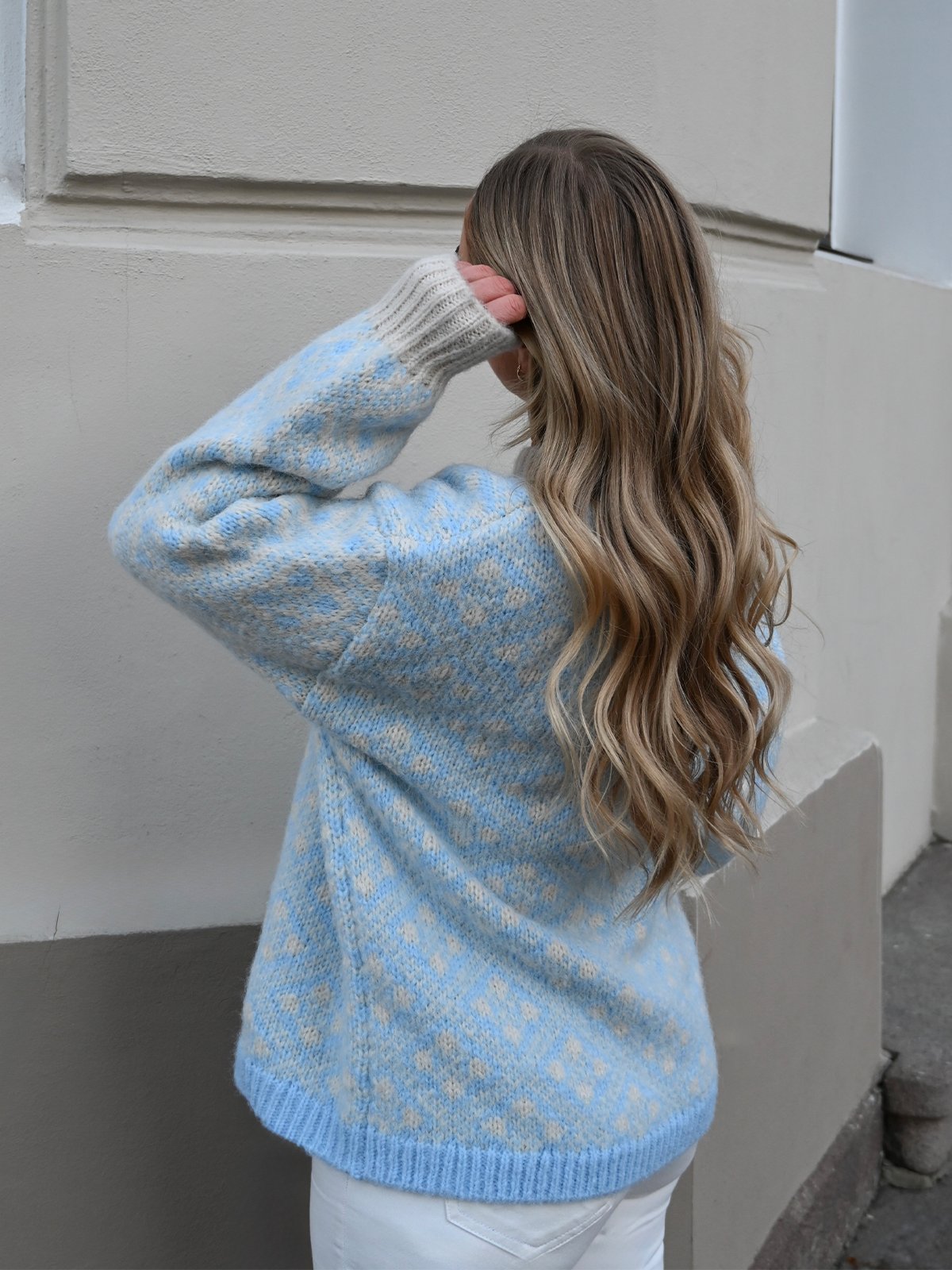 Vero Moda Inga Long Sleeve O-Neck Oversized Pullover Birch w. Dutch Canal