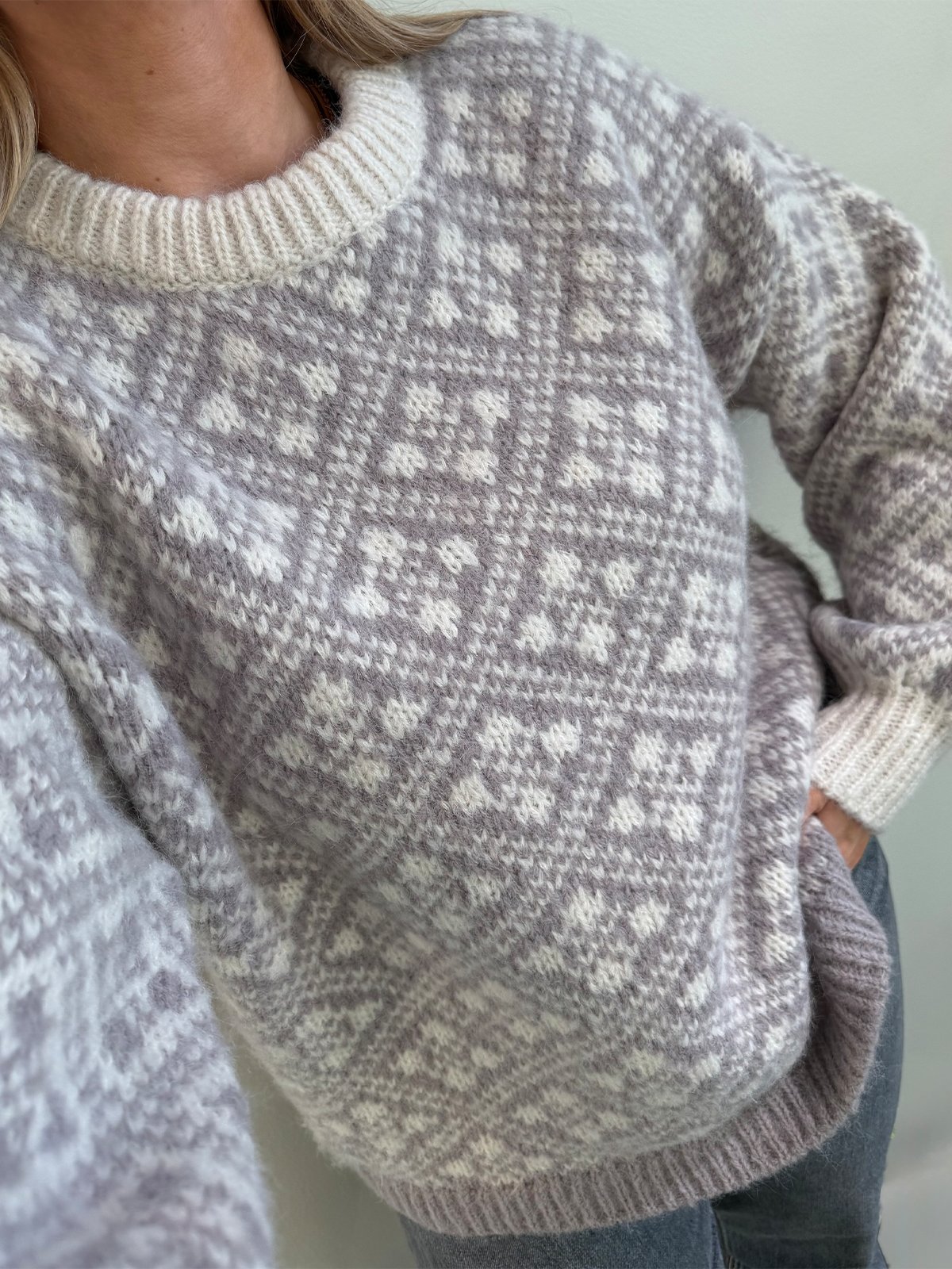 Vero Moda Inga Long Sleeve O-Neck Oversized Pullover Birch W. Moonrock