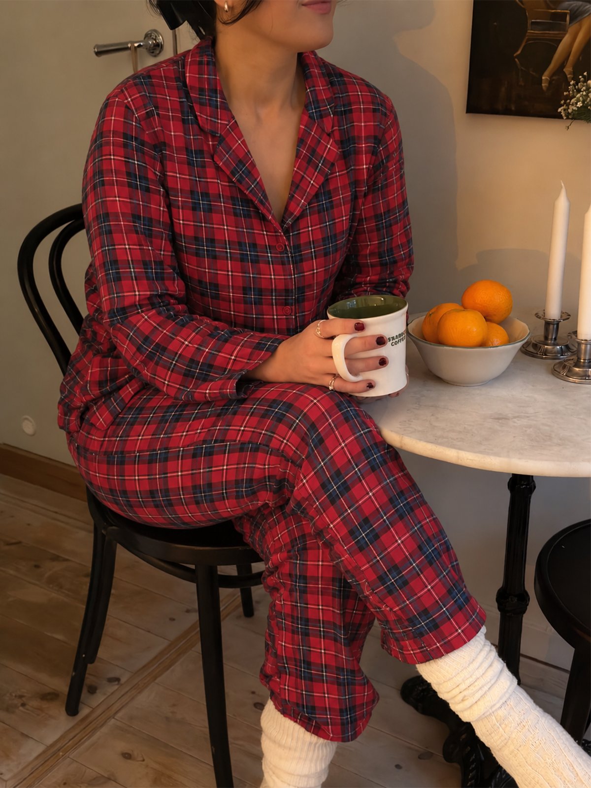 Vero Moda Nora Flannel Nightwear Shirt XMAS Biking Red CHECK