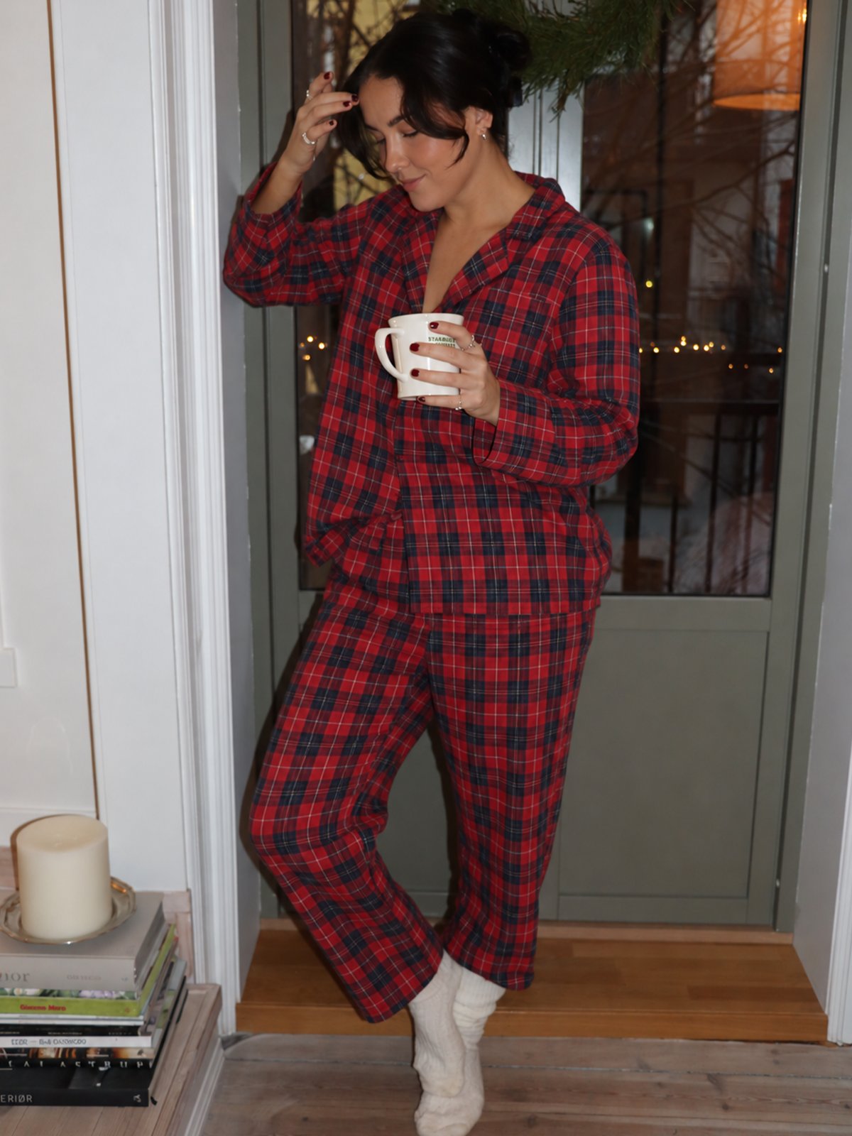 Vero Moda Nora Flannel Nightwear Pants XMAS Biking Red CHECK