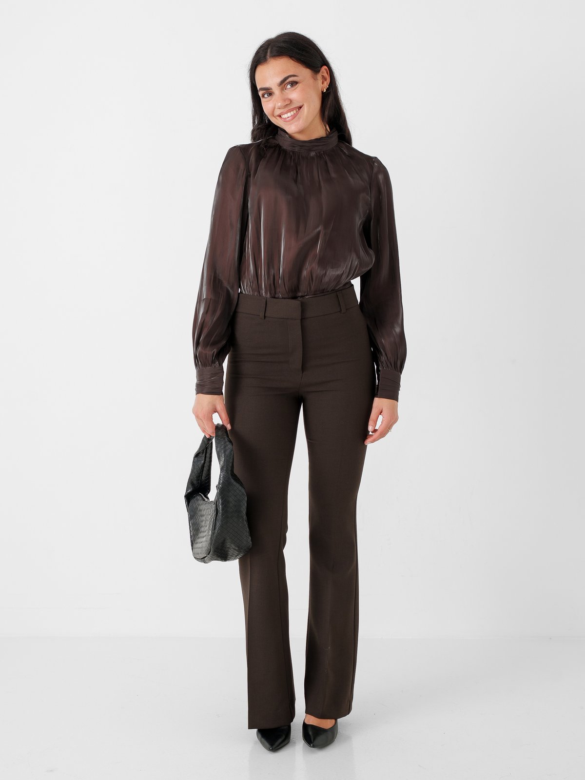 Vero Moda Polly Long Sleeve High Neck Top Chocolate Torte