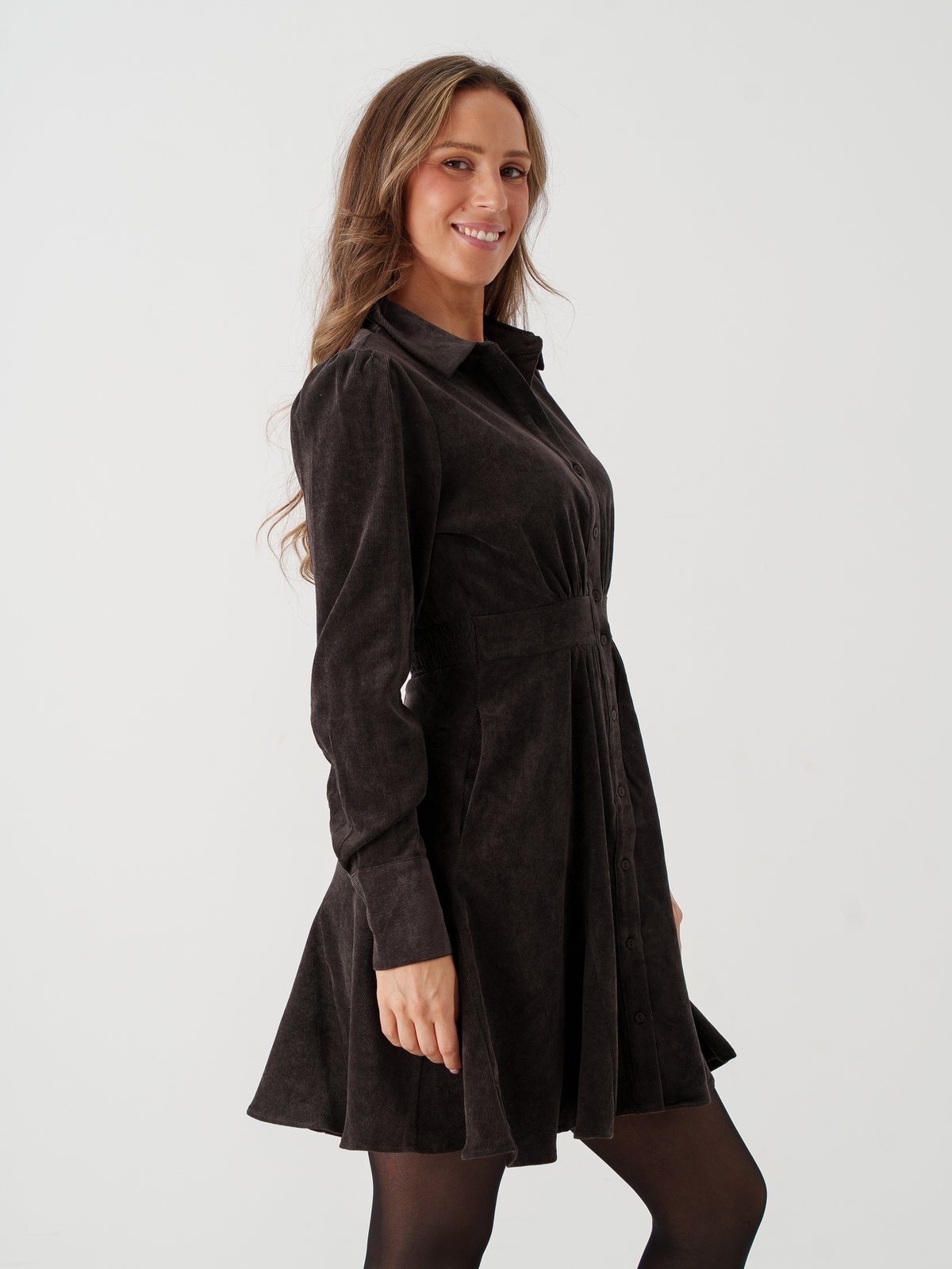Vero Moda Aware Ane Long Sleeve V-Neck Short Dress Chocolate Torte