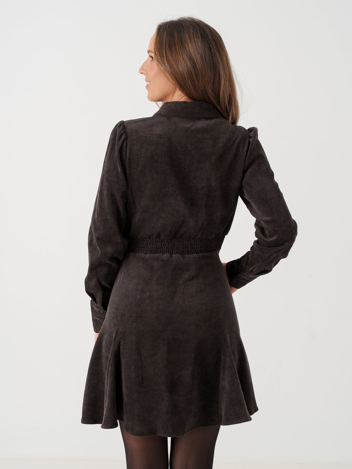 Vero Moda Aware Ane Long Sleeve V-Neck Short Dress Chocolate Torte