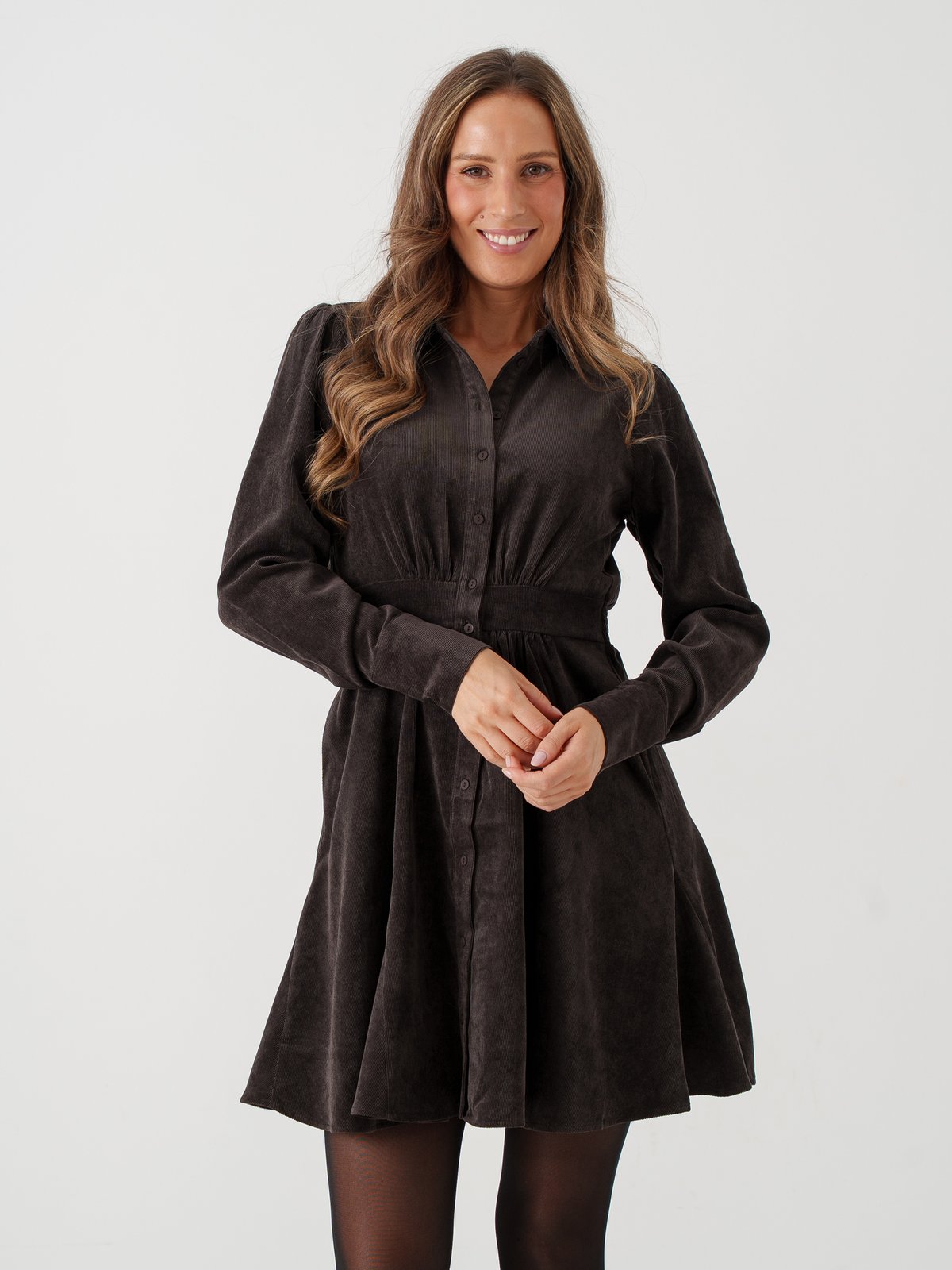 Vero Moda Aware Ane Long Sleeve V-Neck Short Dress Chocolate Torte