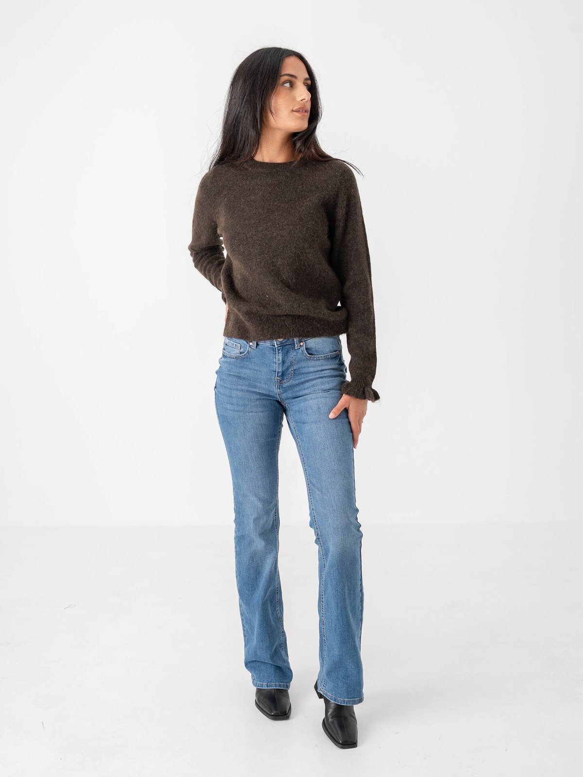 Vero Moda Flash Flared Pocket Jeans Medium Blue Denim