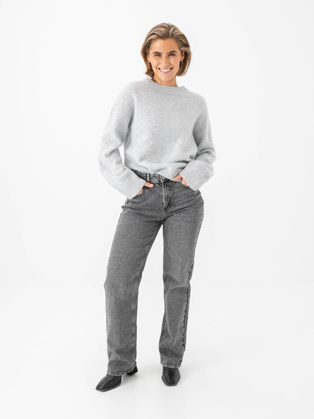 Vero Moda Tessa Straight Jeans Medium Grey Denim