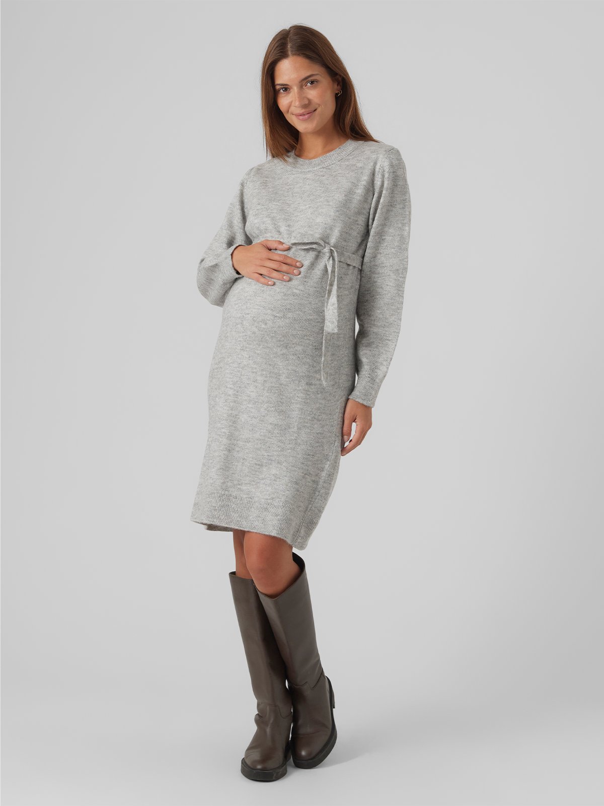 Vero Moda Maternity New Anne Long Sleeve Knit Dress Grå