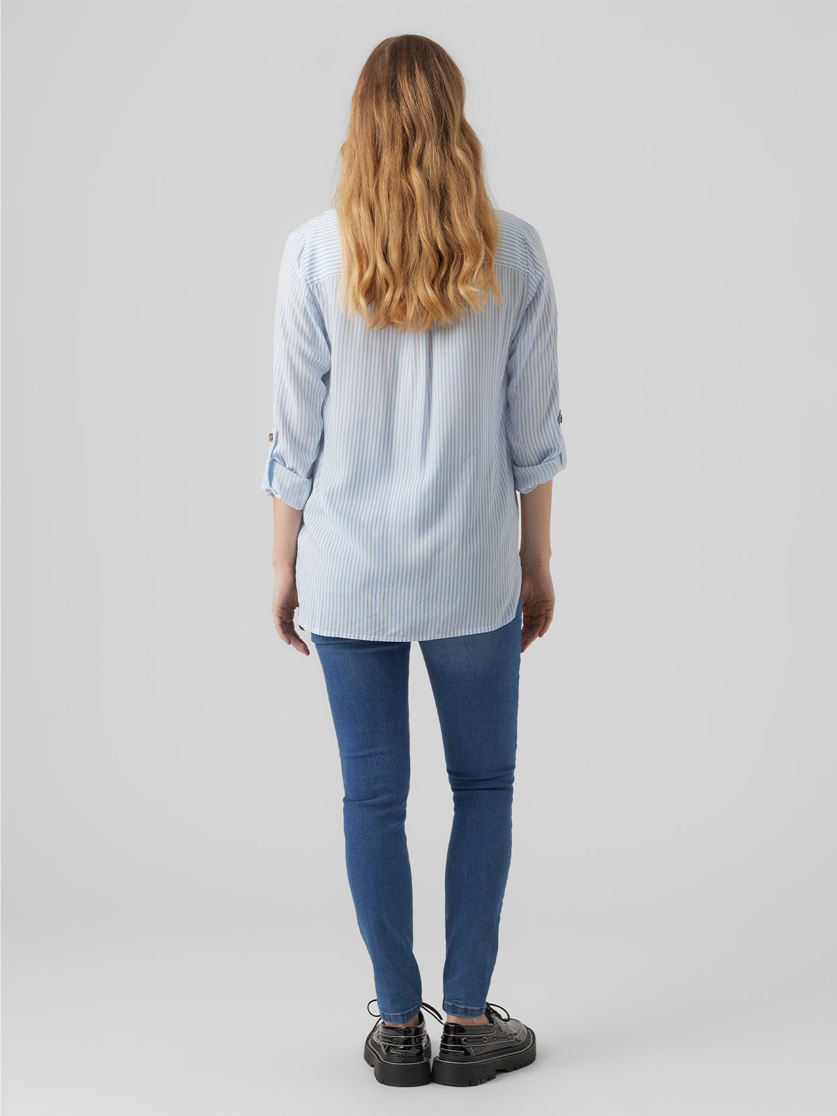 Vero Moda Maternity Bumpy Long Sleeve Shirt New Blue bell