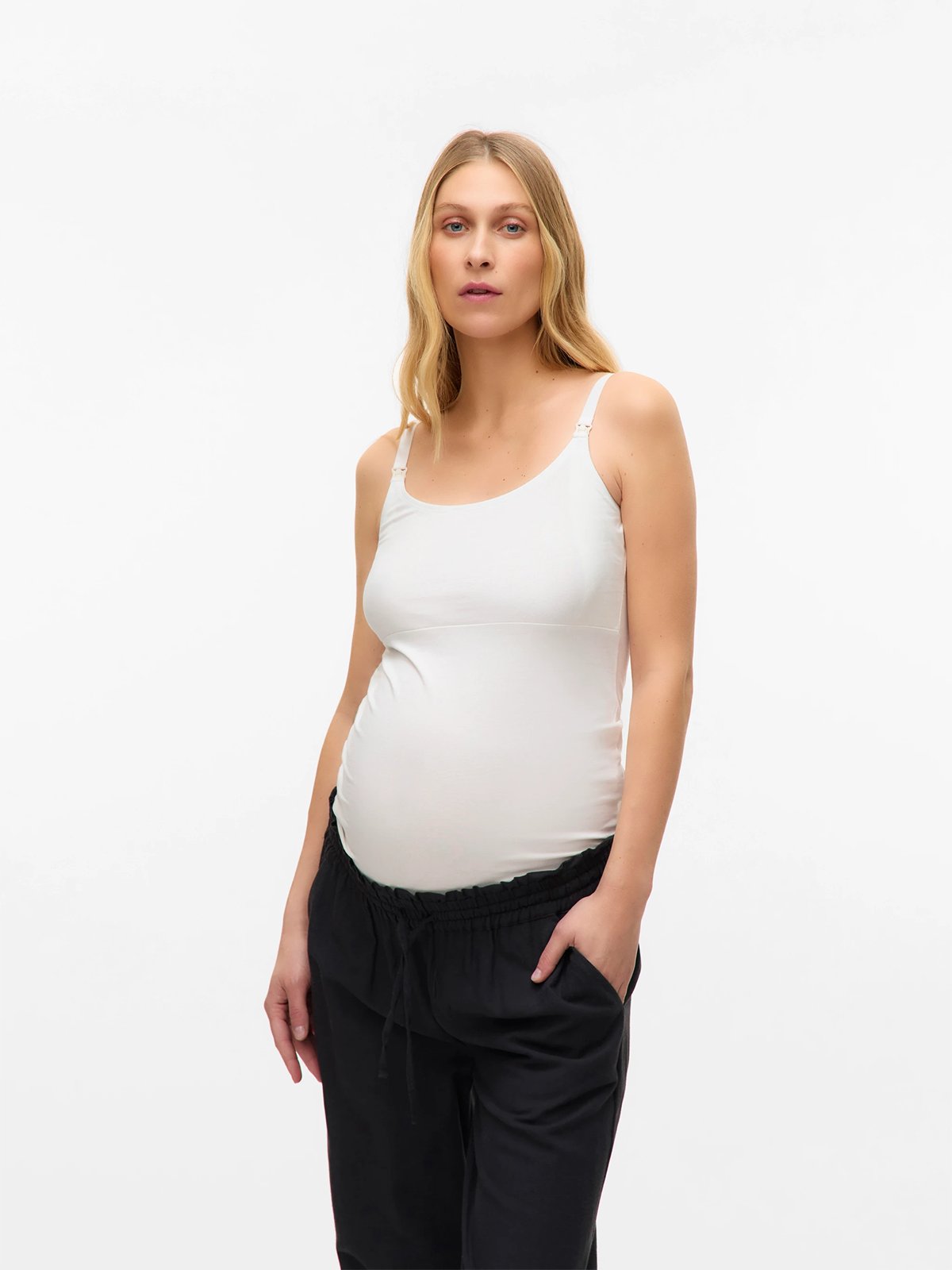 Vero Moda Maternity Kerrie Strap Top 2-Pack White / Black