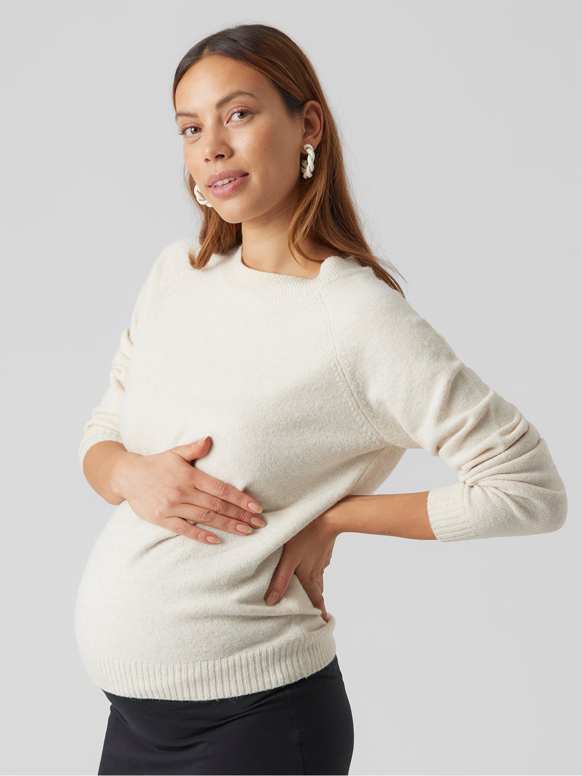 Vero Moda Maternity Doffy Long Sleeve O-Neck Blouse Birch