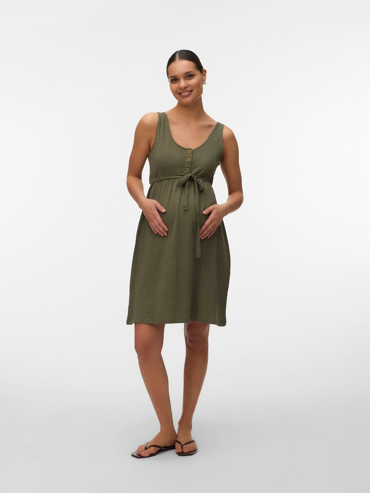 Vero Moda Maternity Ivy Lia Short Sleeve Dress Grønn / Kalamata